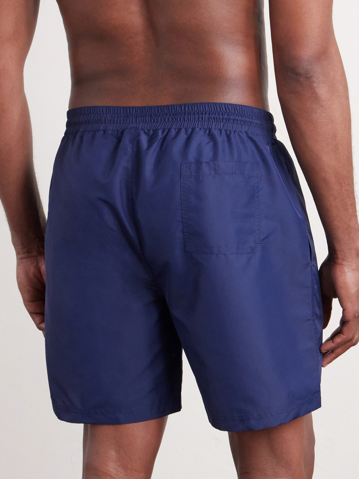 Brunello Cucinelli Straight-leg Mid-length Logo-embroidered Swim Shorts In Blue