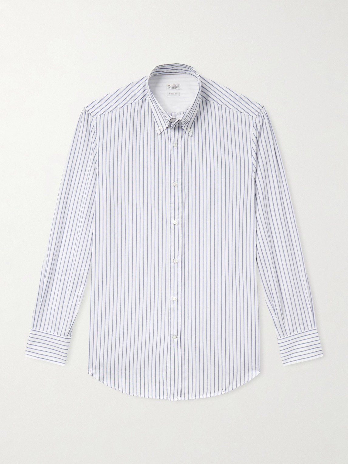 Brunello Cucinelli Button-Down Collar triped Cotton-Poplin hirt - Men