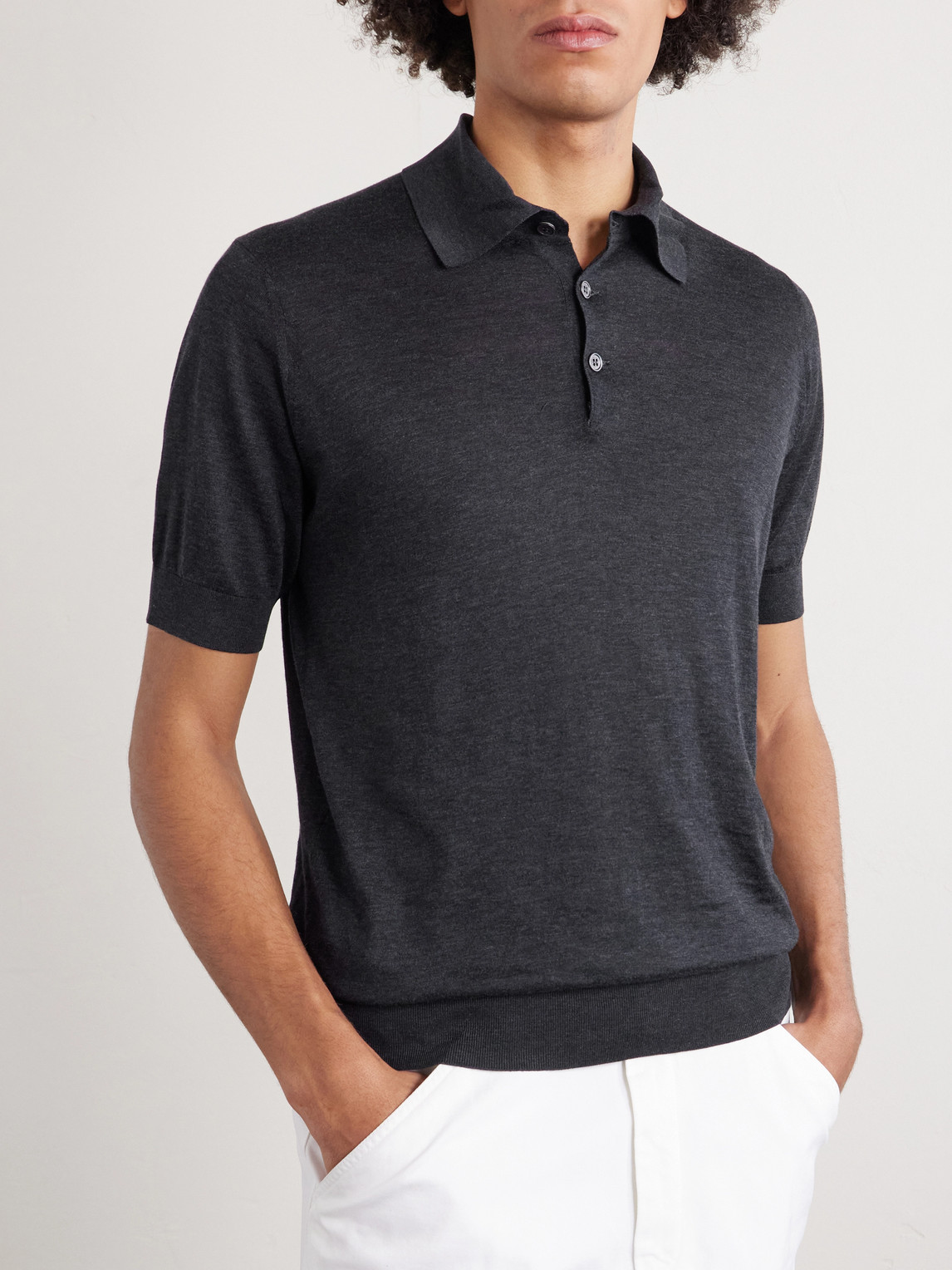 Slim-Fit Silk And Cotton-Blend Polo Shirt