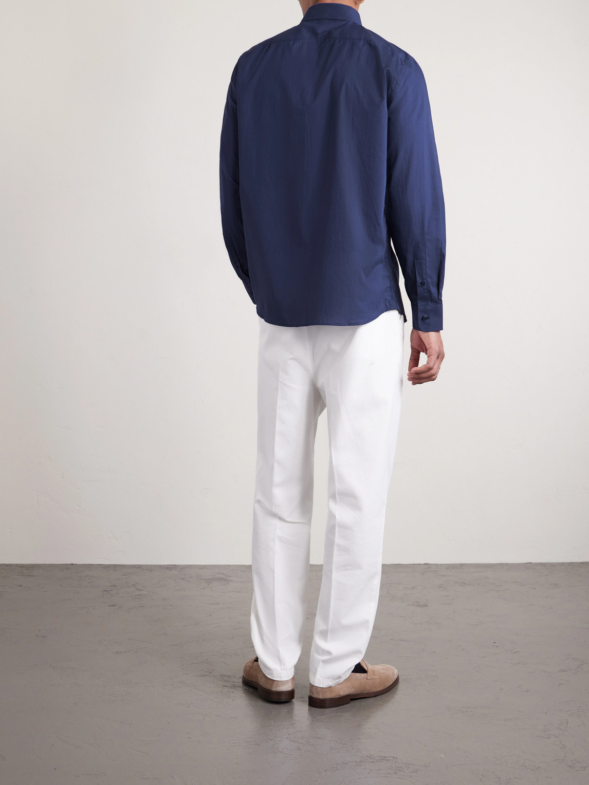 Cutaway-Collar Cotton Shirt