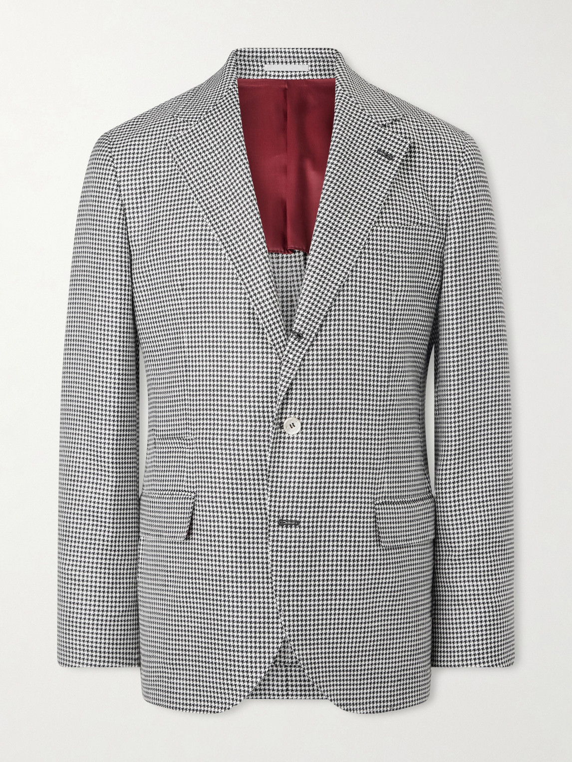 Brunello Cucinelli Houndstooth Wool, Linen and Silk-Blend Blazer - Men