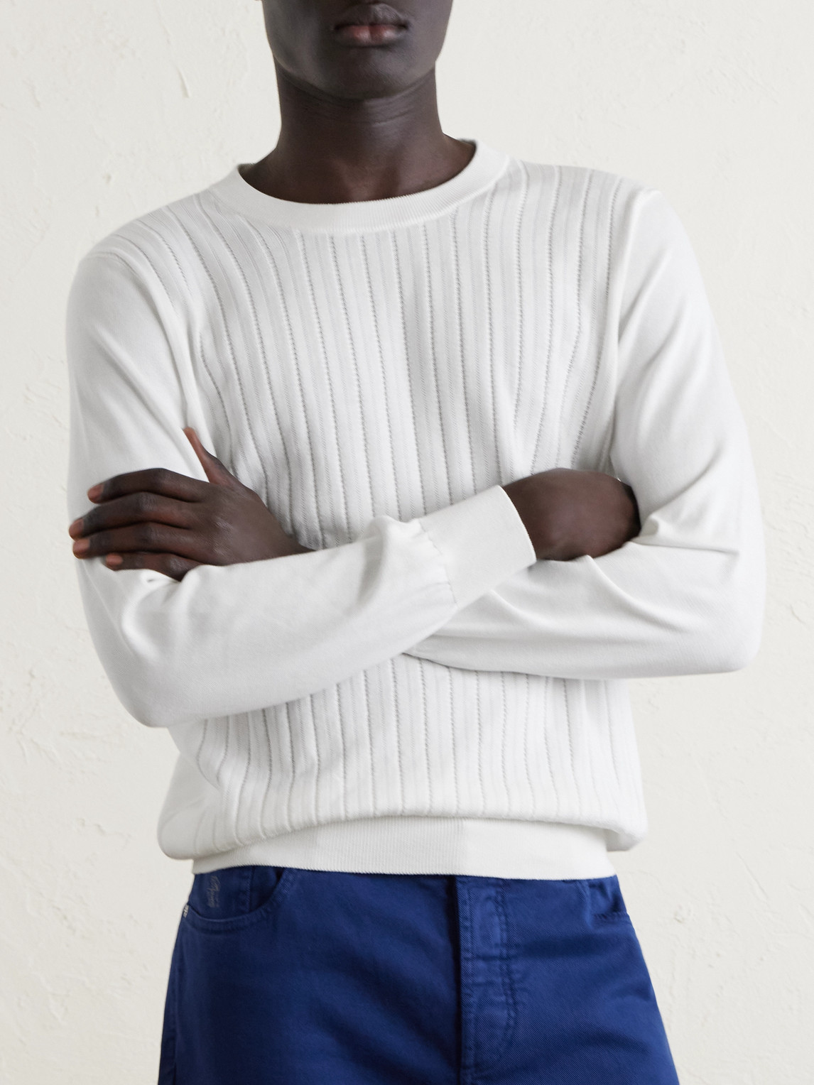  Brunello Cucinelli - Ribbed Cotton Sweater - Men - White - It 46 