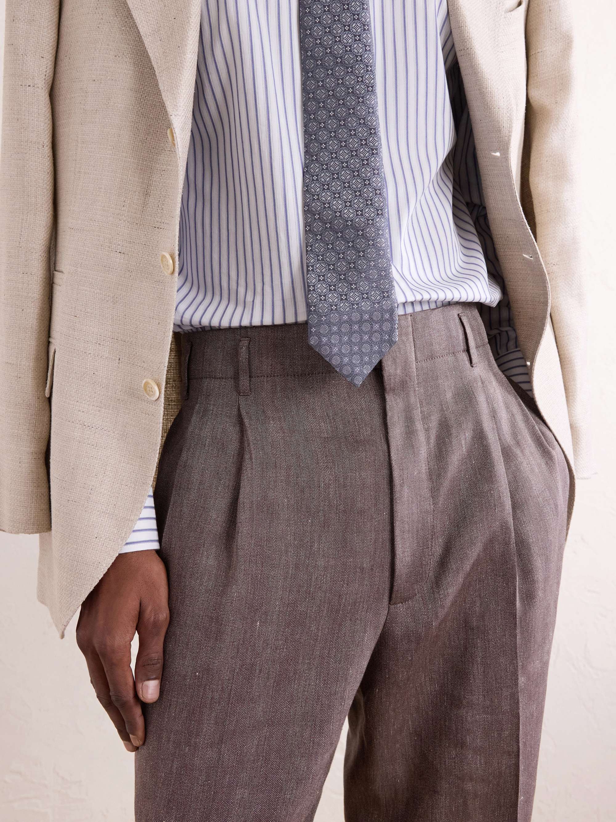 BRUNELLO CUCINELLI Straight-Leg Pleated Linen and Wool-Blend Suit