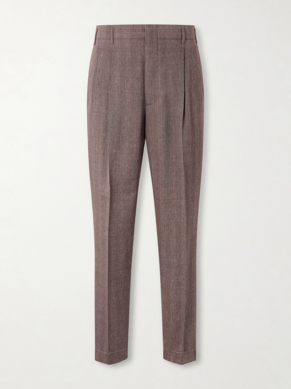 Brunello Cucinelli Straight-Leg Pleated Linen and Wool-Blend Suit Trousers IT 52