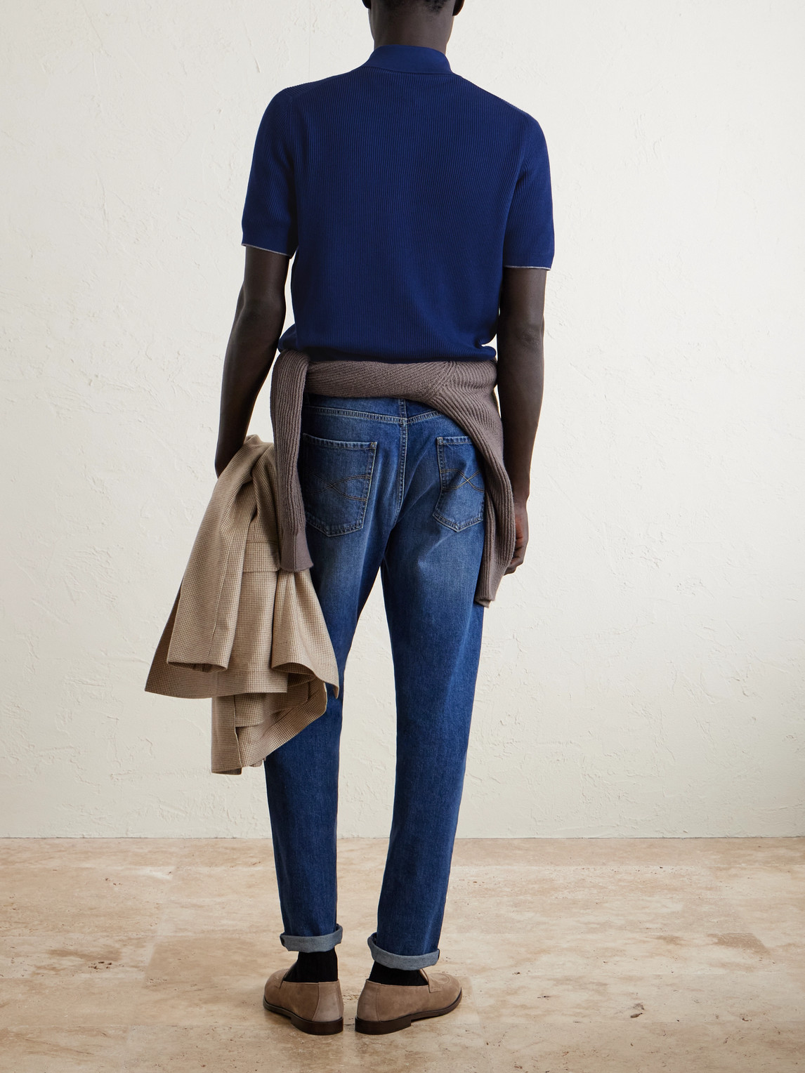 Ribbed Cotton Polo Shirt