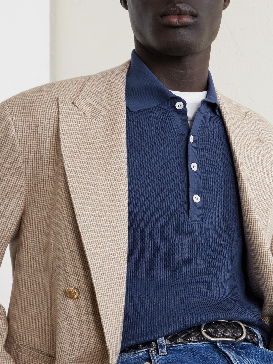 Ribbed Cotton Polo Shirt
