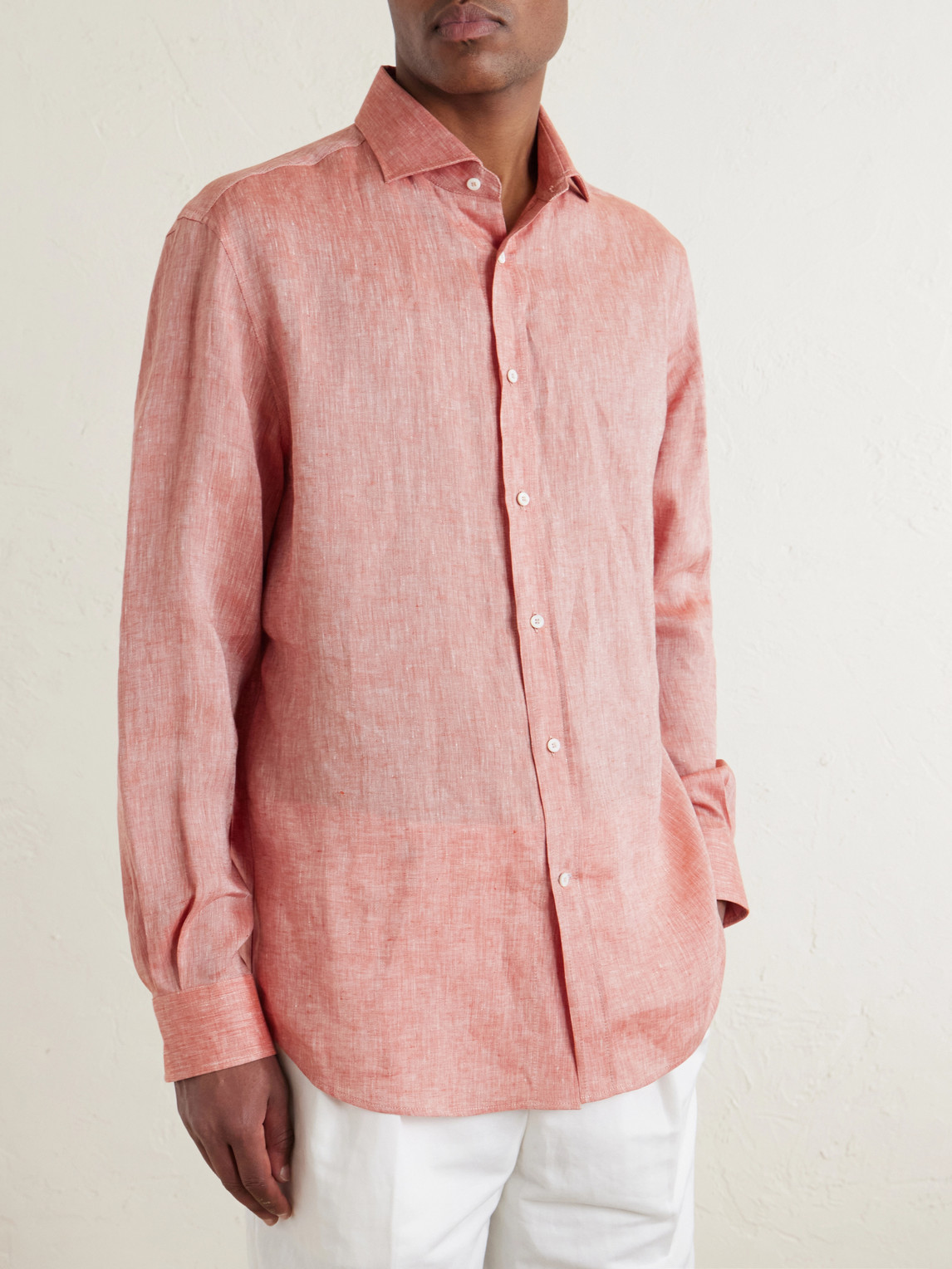 Cutaway-Collar Linen Shirt