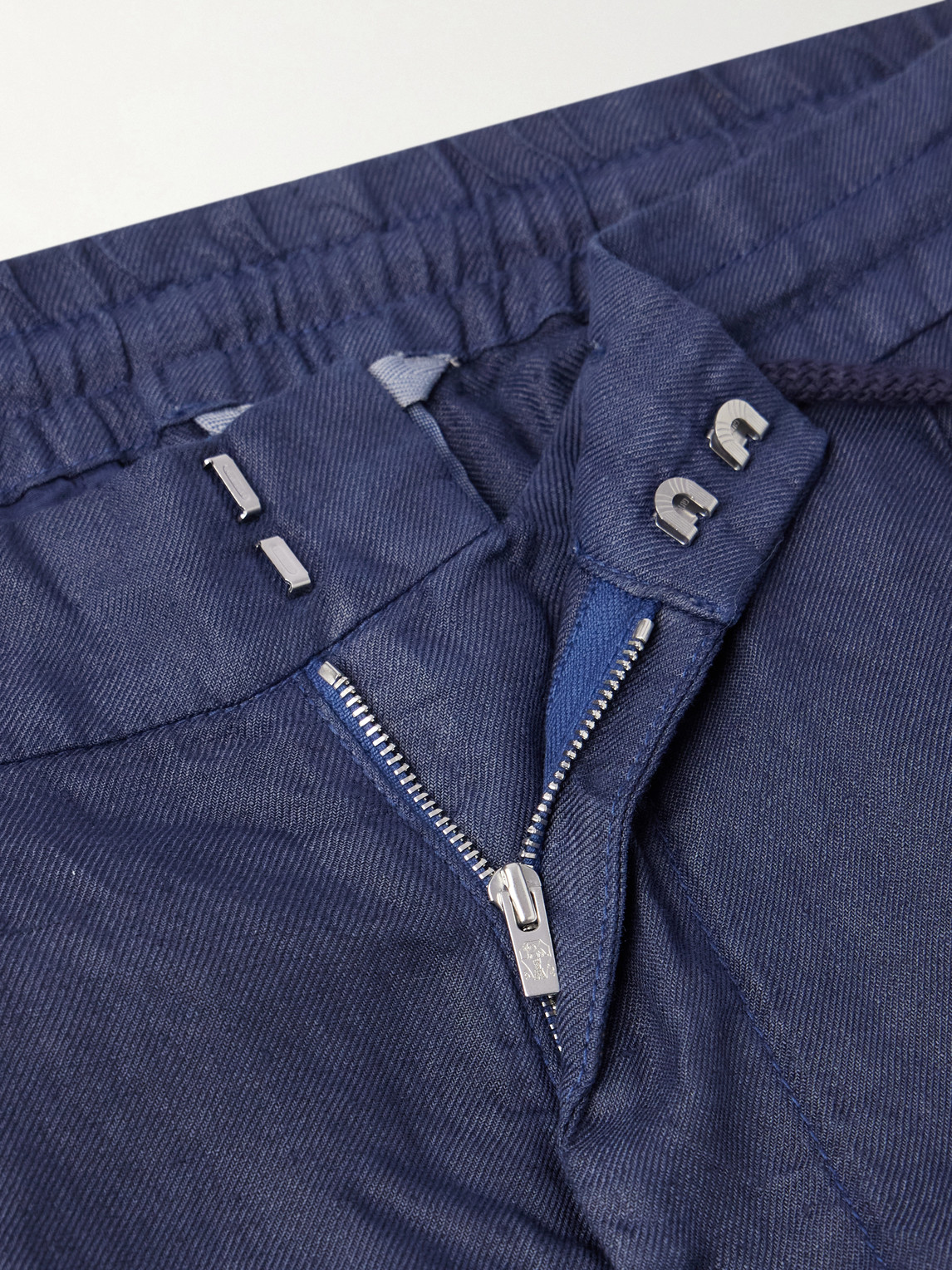 Tapered Pleated Linen-Twill Drawstring Trousers