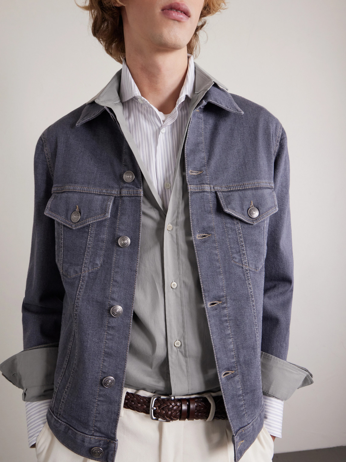 Cutaway-Collar Cotton Shirt