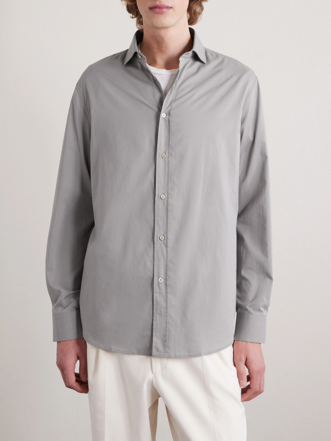Cutaway-Collar Cotton Shirt