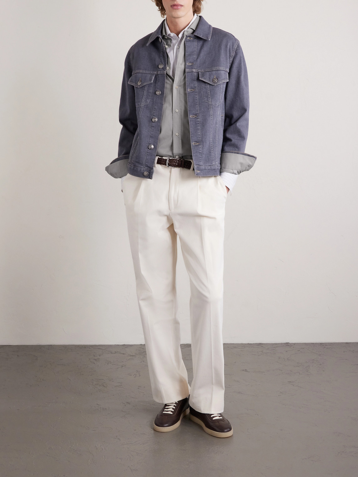 Cutaway-Collar Cotton Shirt