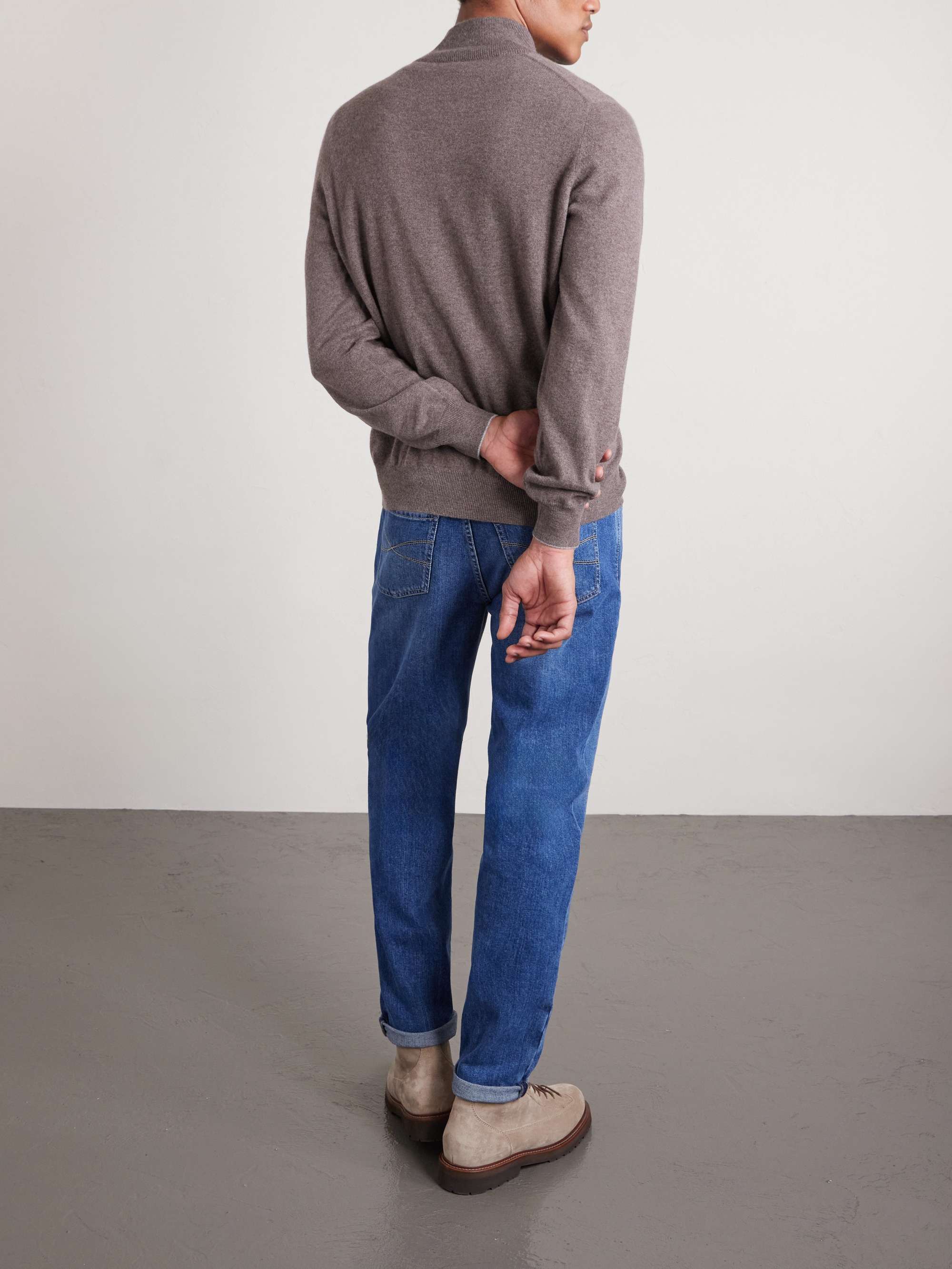 BRUNELLO CUCINELLI كنزة رياضية بسحّاب من الكشمير