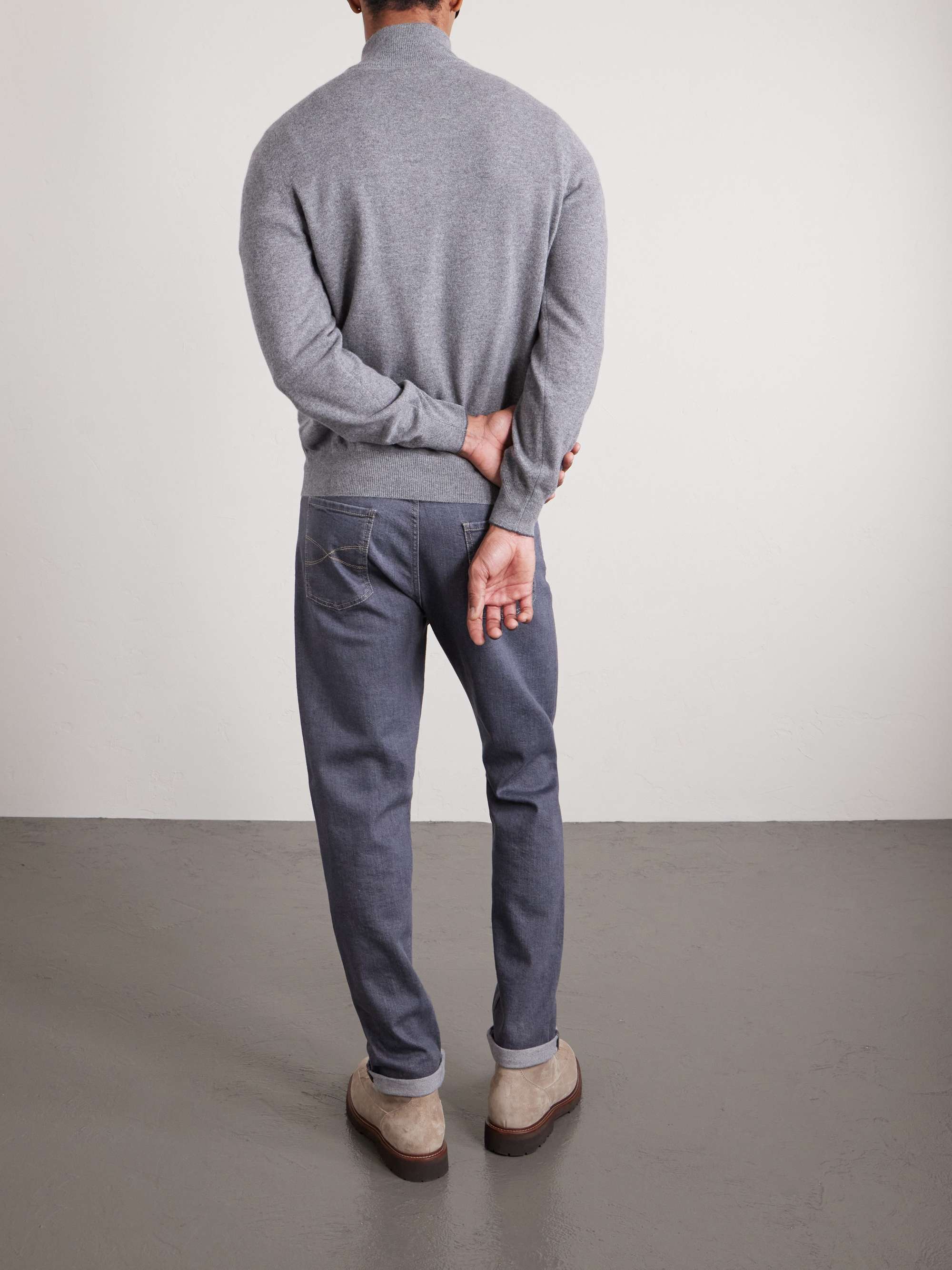 BRUNELLO CUCINELLI كنزة من الكشمير بنصف سحّاب