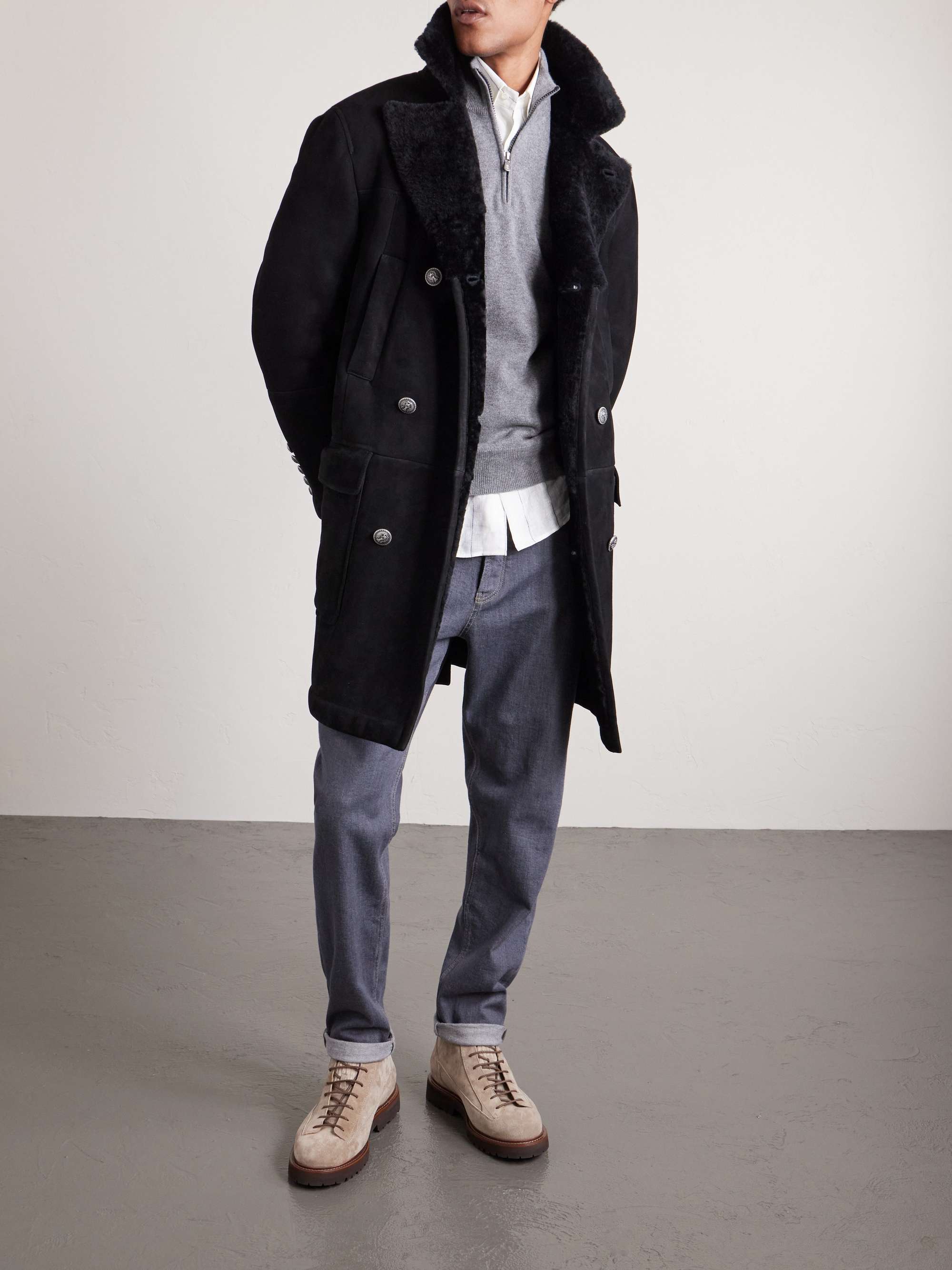 BRUNELLO CUCINELLI كنزة من الكشمير بنصف سحّاب