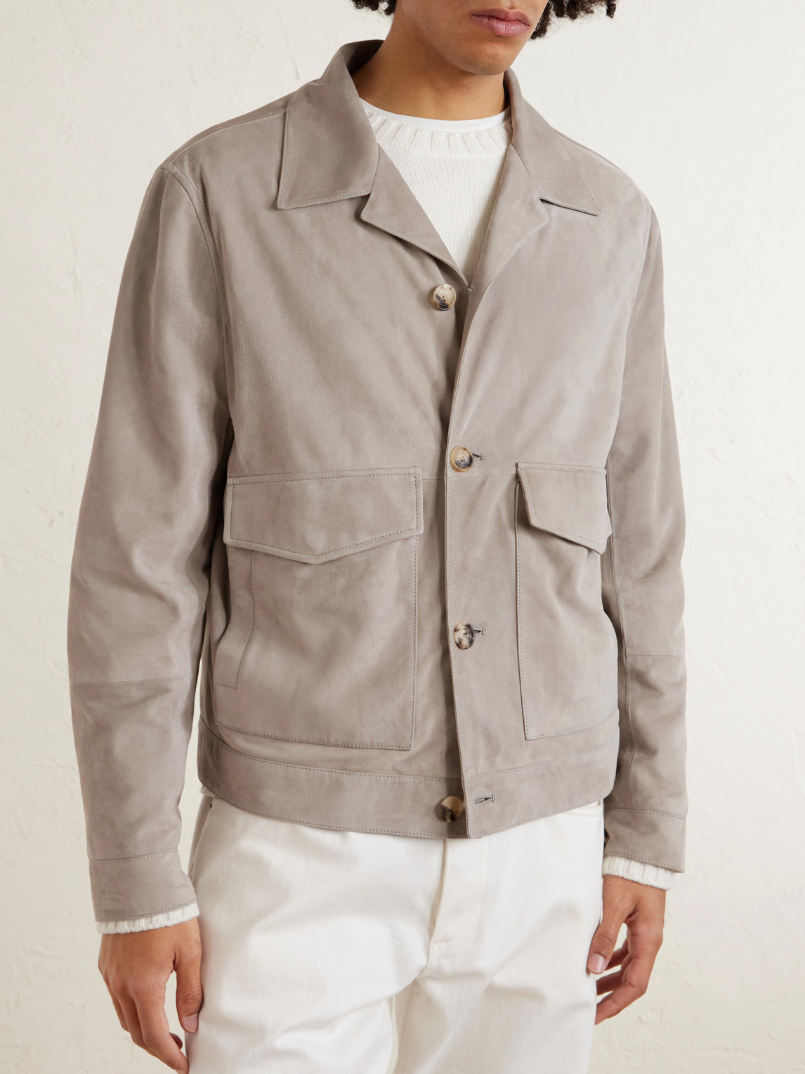  Brunello Cucinelli - Suede Blouson Jacket - Men - Gray - S 