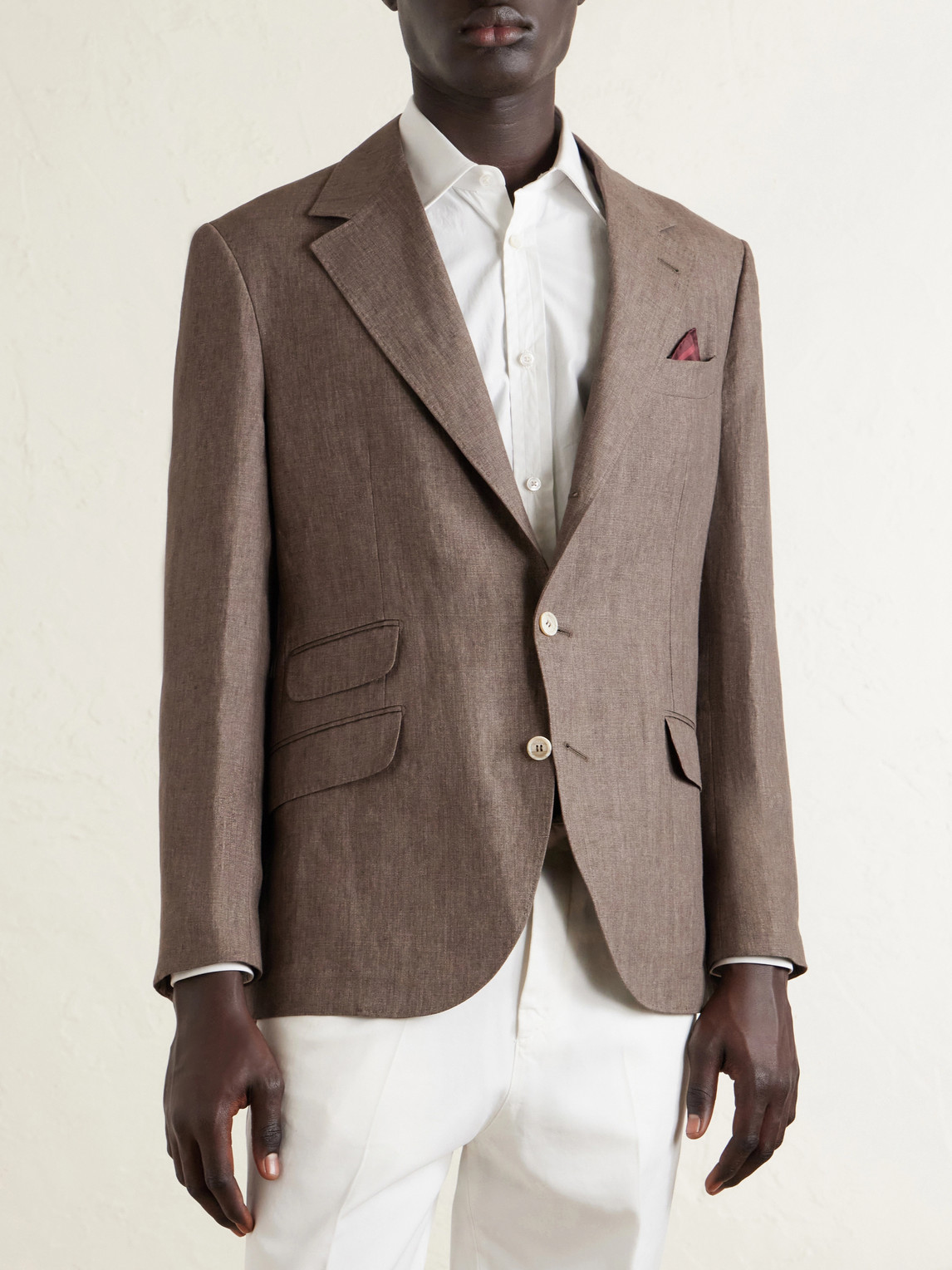  Brunello Cucinelli - Linen Suit Jacket - Men - Brown - It 48 