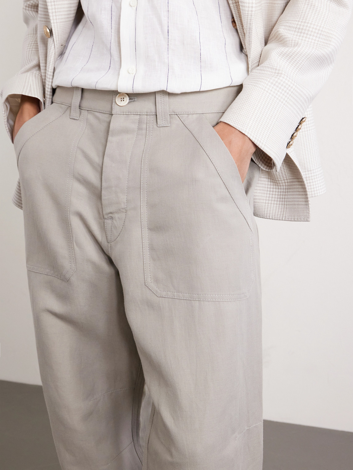 Straight-Leg Linen And Cotton-Blend Trousers