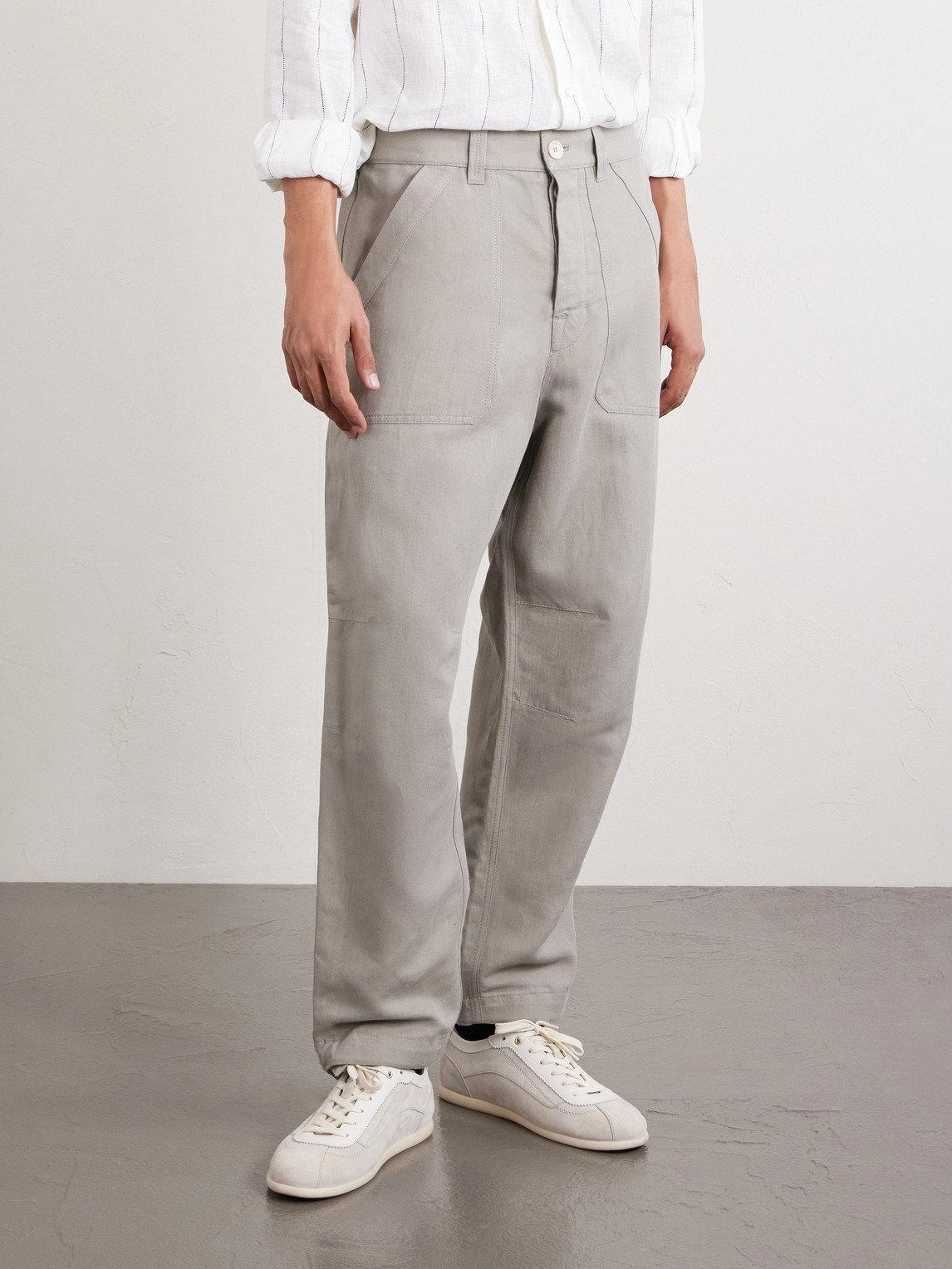 Straight-Leg Linen And Cotton-Blend Trousers