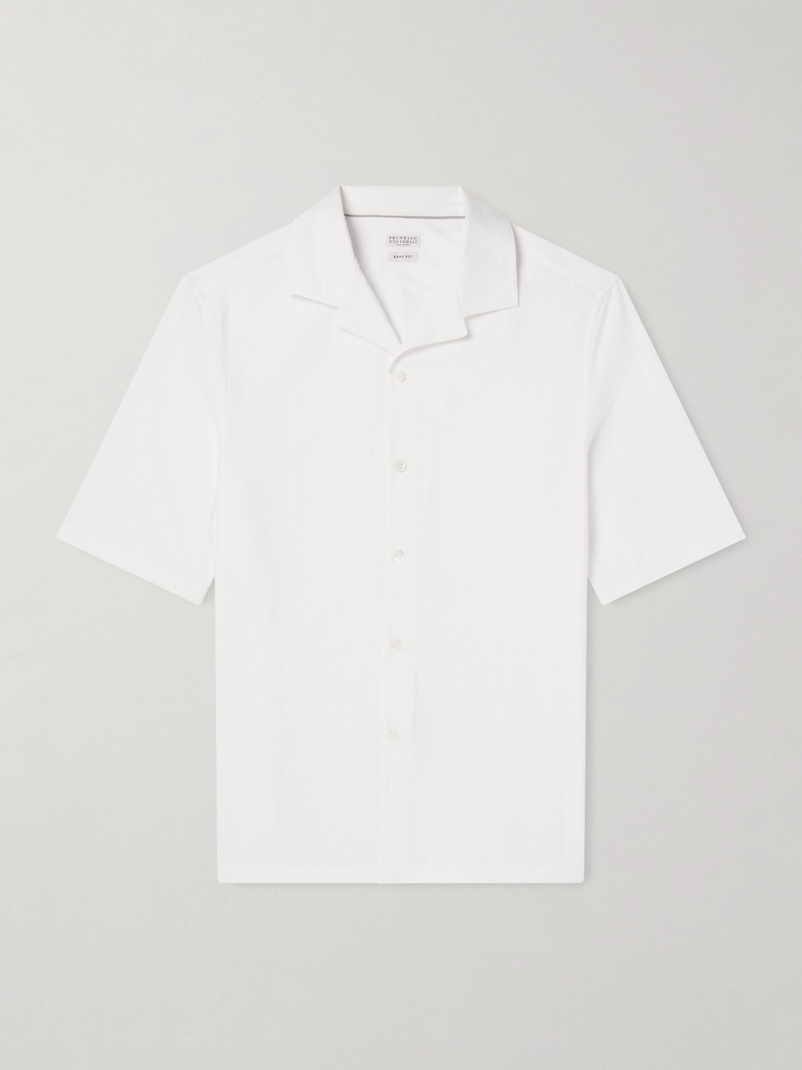 Brunello Cucinelli Camp-Collar Textured-Cotton hirt - Men
