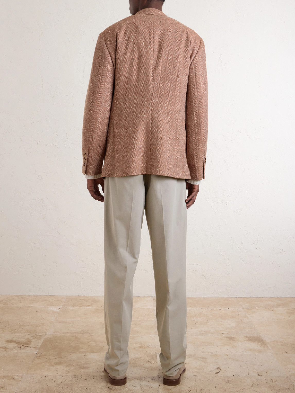 Straight-Leg Pleated Cotton-Twill Trousers