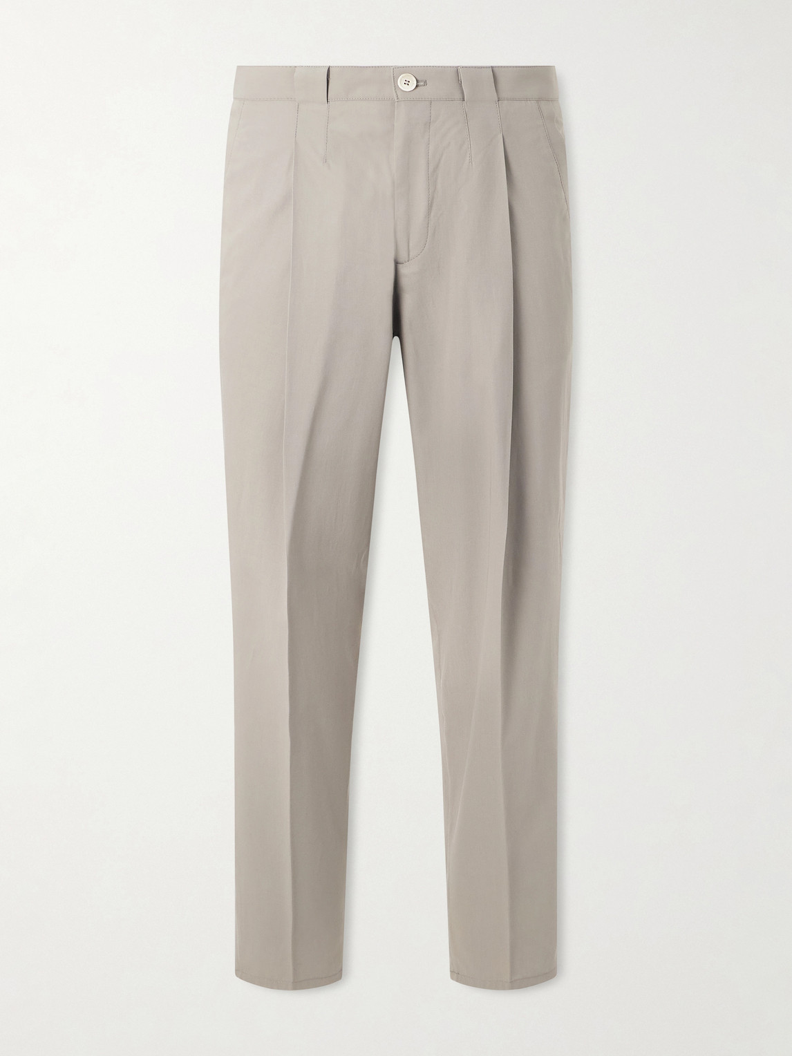 Brunello Cucinelli Straight-Leg Pleated Cotton-Twill Trousers IT 56