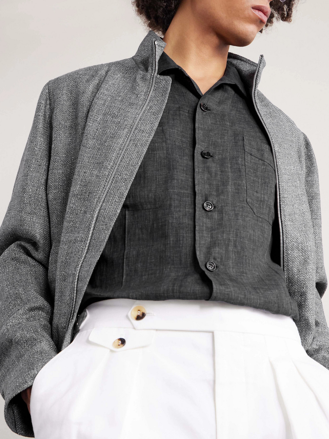 Camp-Collar Linen Shirt