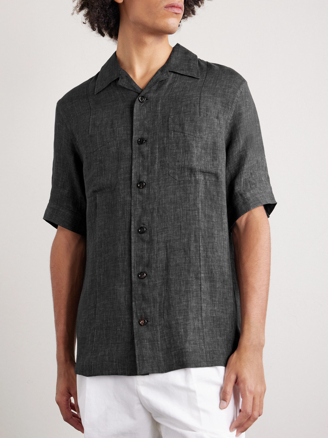 Camp-Collar Linen Shirt