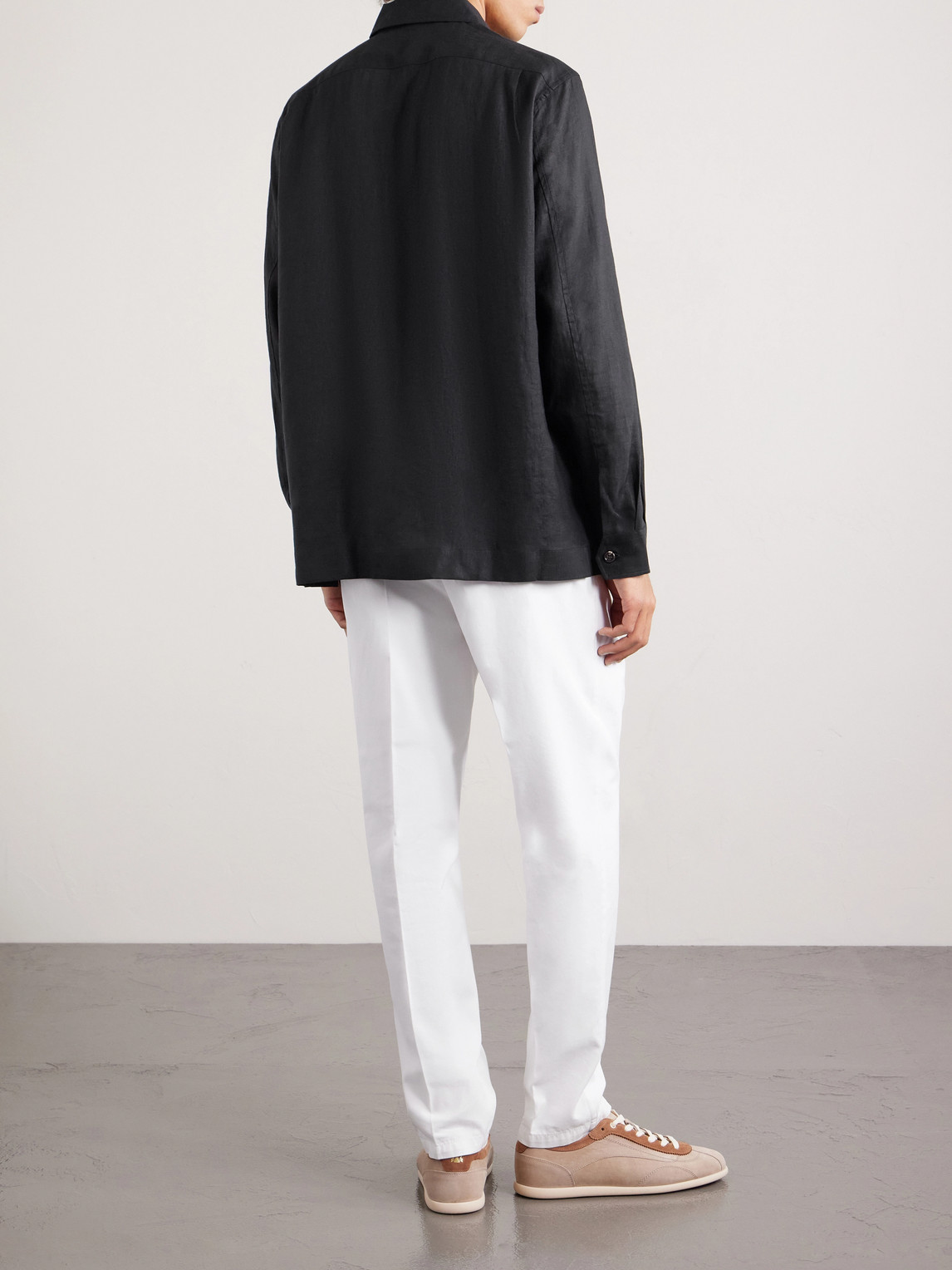  Brunello Cucinelli - Linen Overshirt - Men - Black - M 