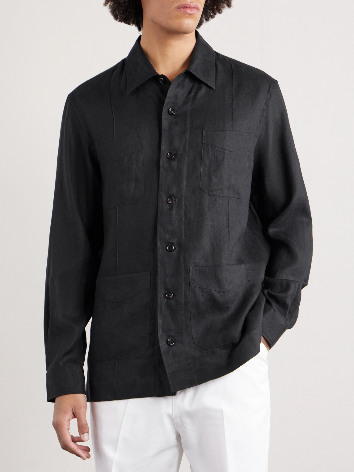  Brunello Cucinelli - Linen Overshirt - Men - Black - M 