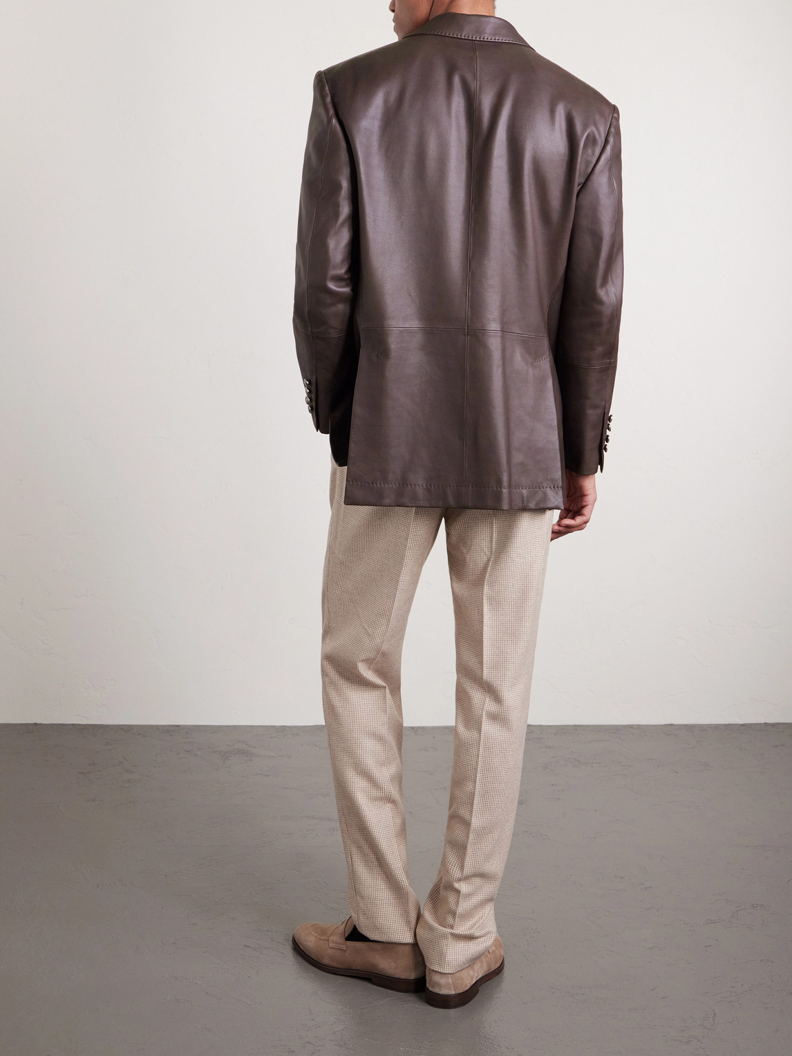 Brunello Cucinelli - Full-grain Leather Blazer - Men - Brown - M 