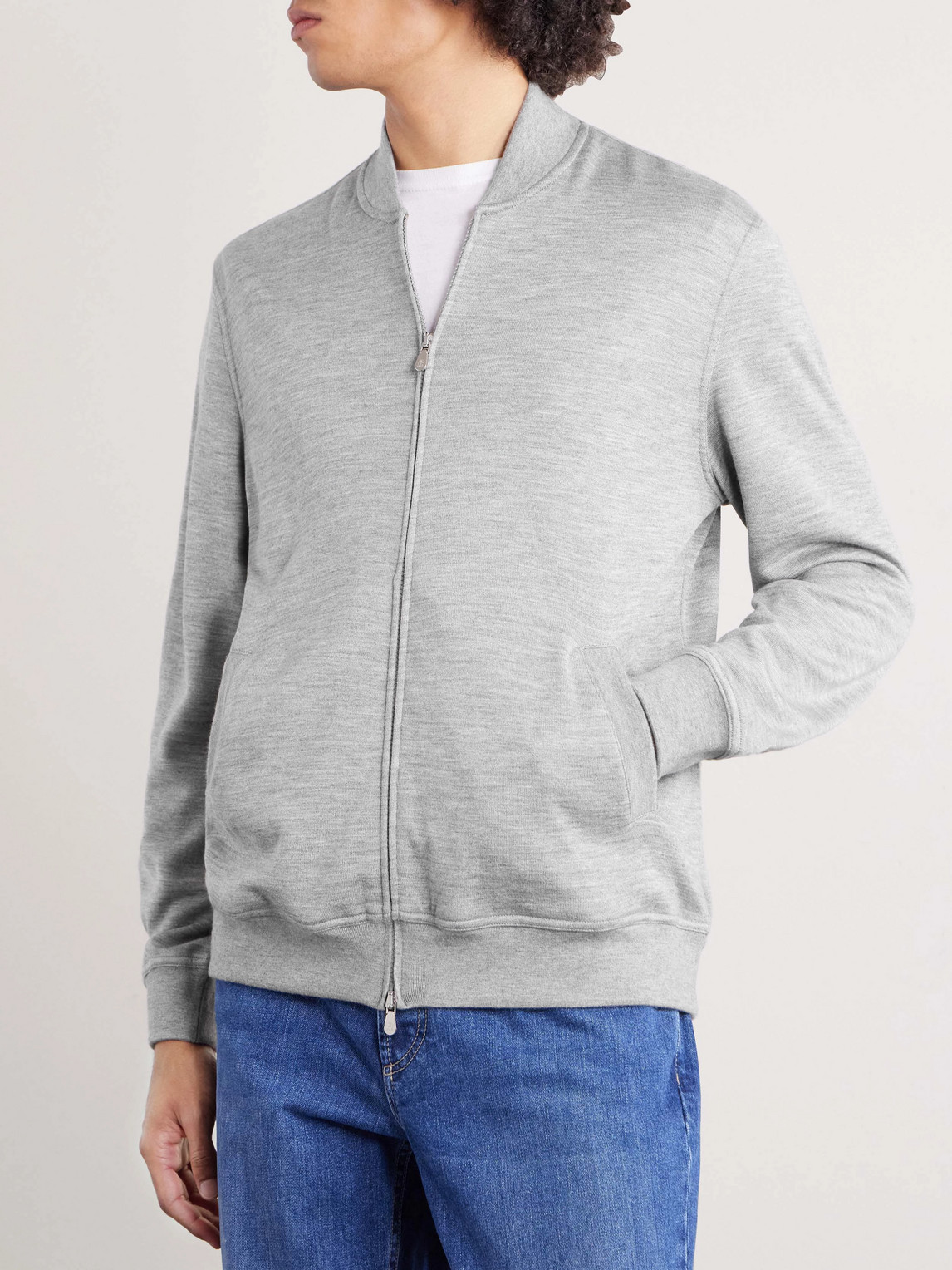 Cashmere-Blend Zip-Up Sweatshirt