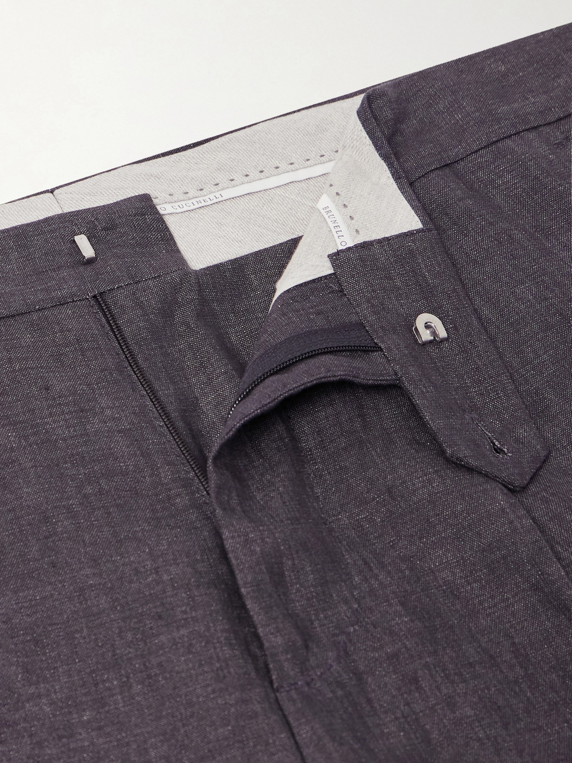 Pleated Linen Suit Trousers Slim-Fit