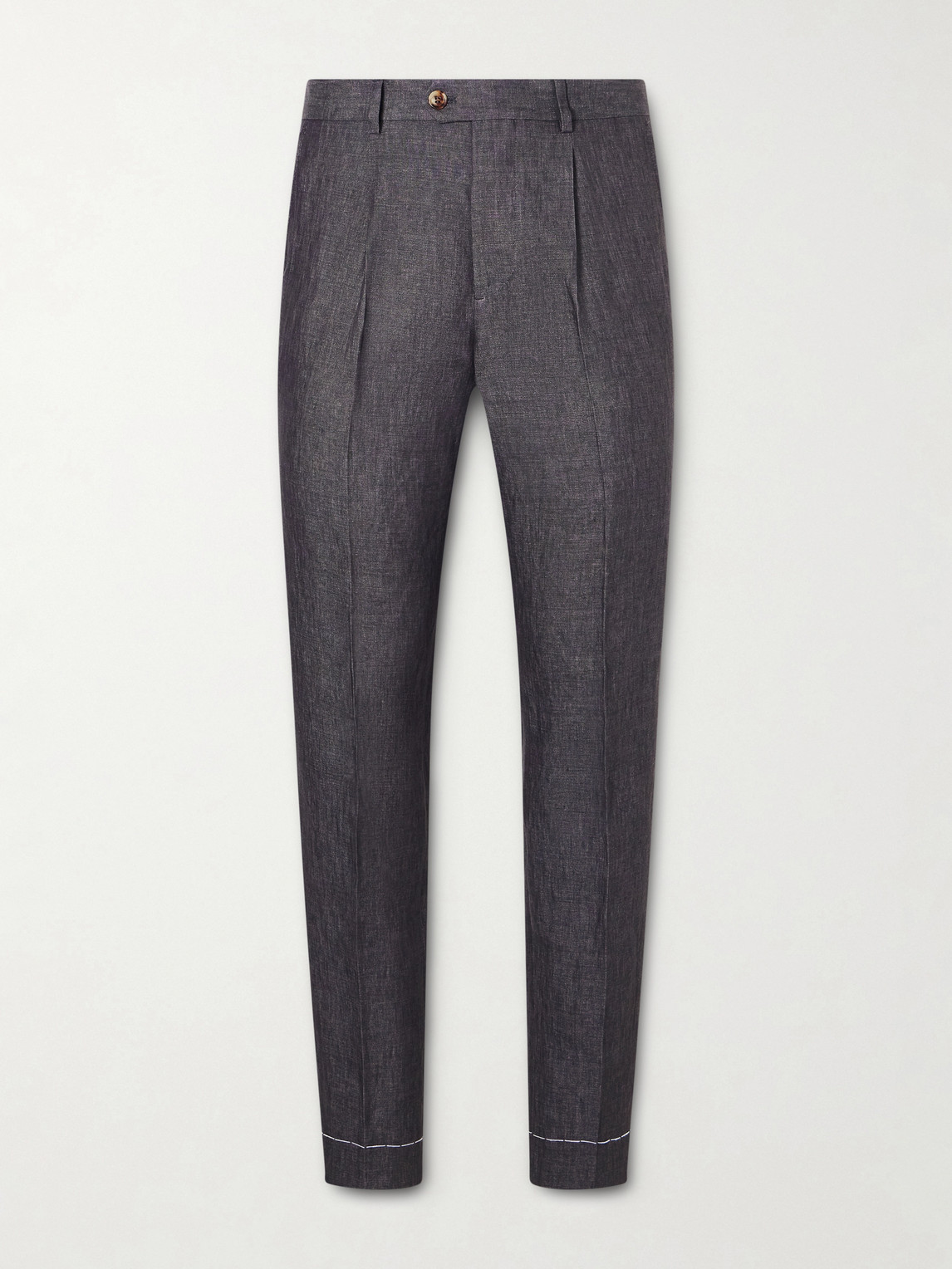 Brunello Cucinelli Slim-Fit Pleated Linen Suit Trousers - Men