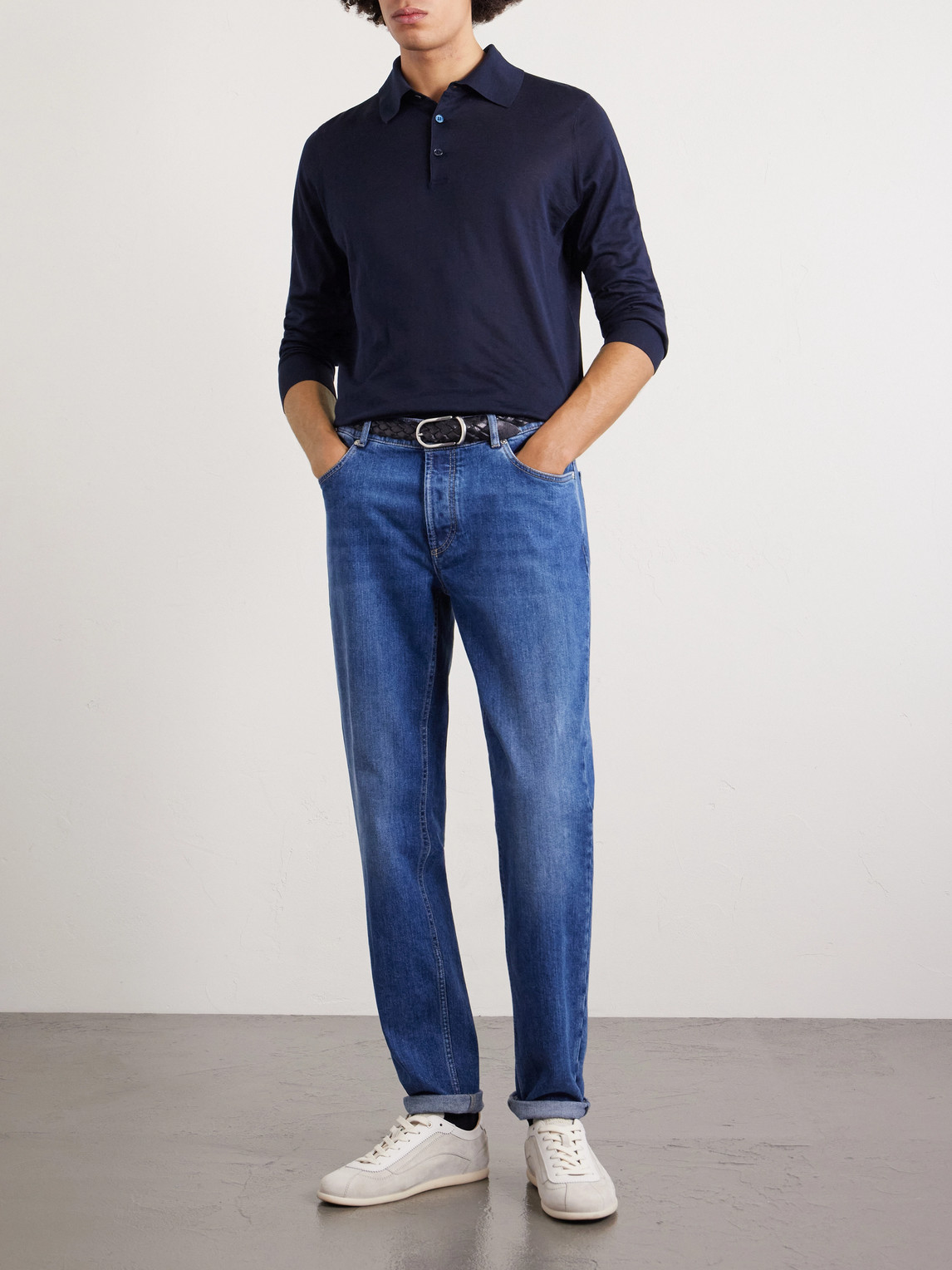 And Cotton-Blend Polo Shirt