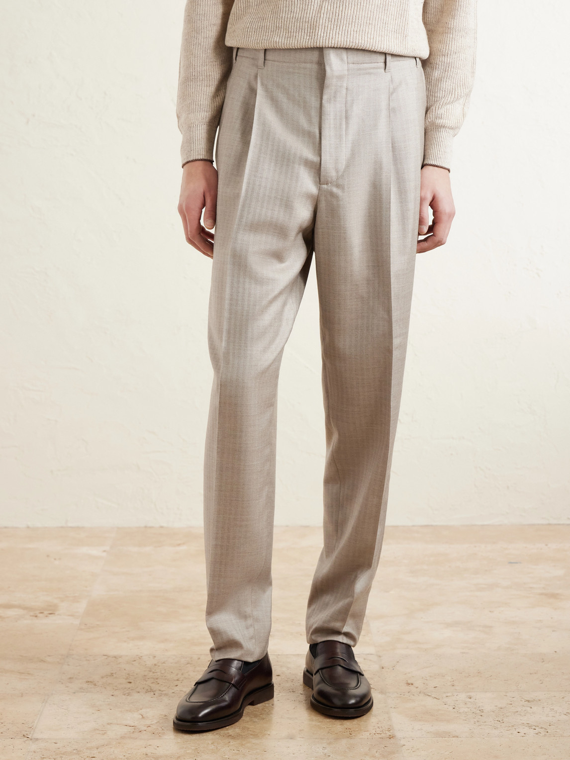 Tapered Pleated Cashmere And Silk-Blend Suit Trousers