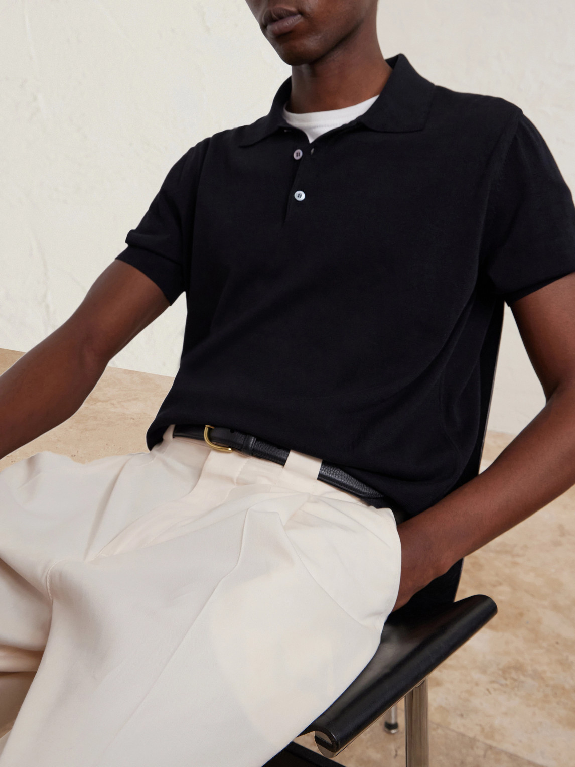 Straight-Leg Pleated Cotton-Twill Suit Trousers