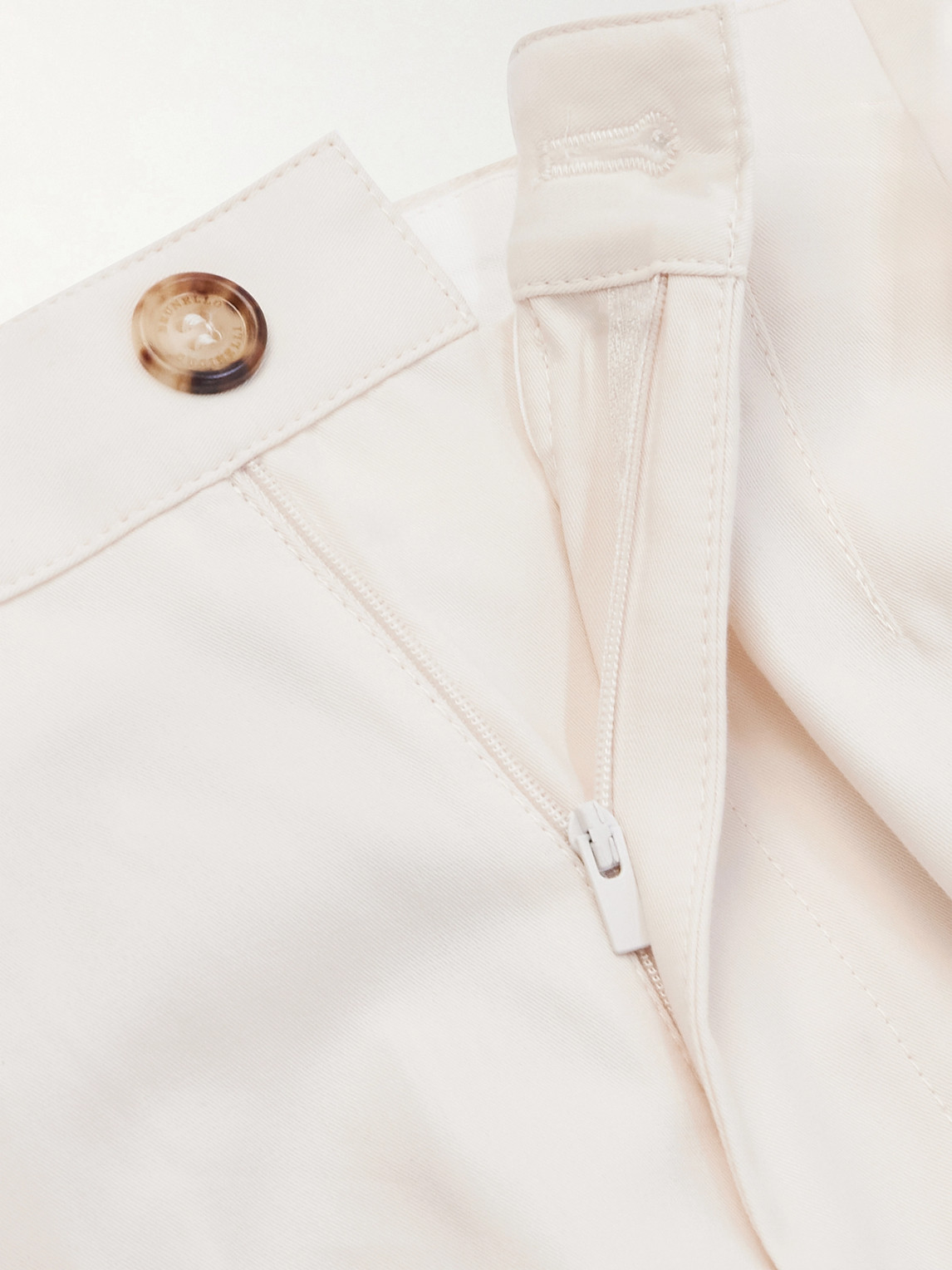 Straight-Leg Pleated Cotton-Twill Suit Trousers