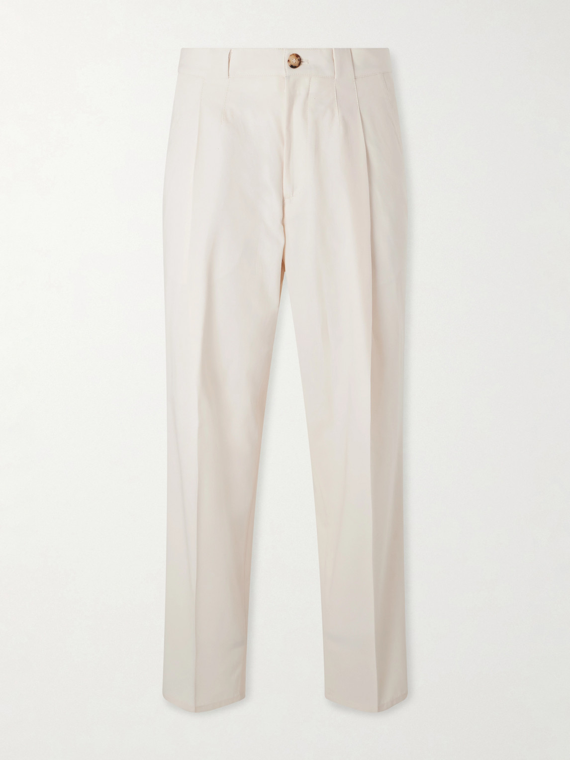 Brunello Cucinelli Straight-Leg Pleated Cotton-Twill Suit Trousers IT 54
