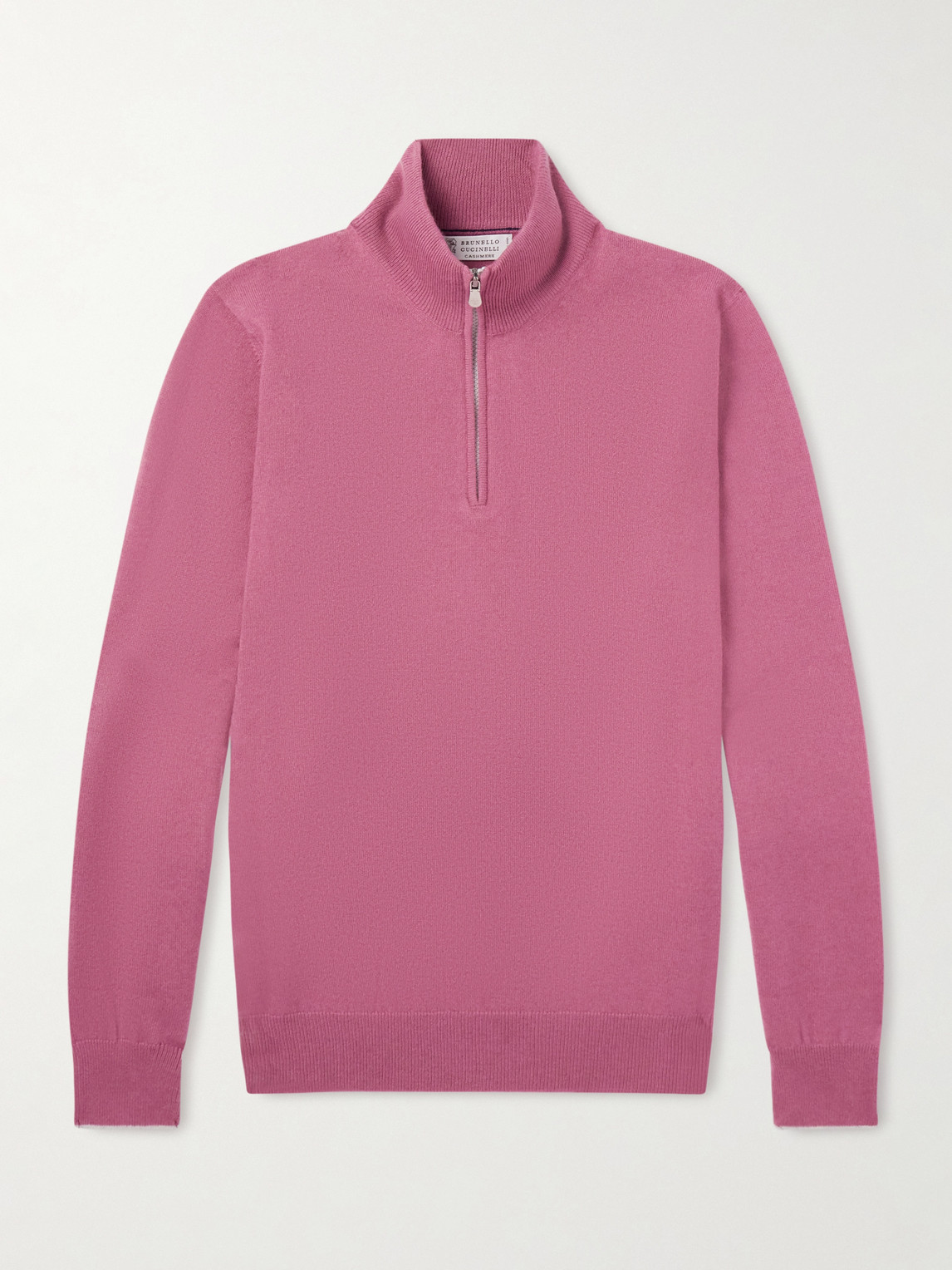 Brunello Cucinelli Cashmere Half-zip Sweater In Pink