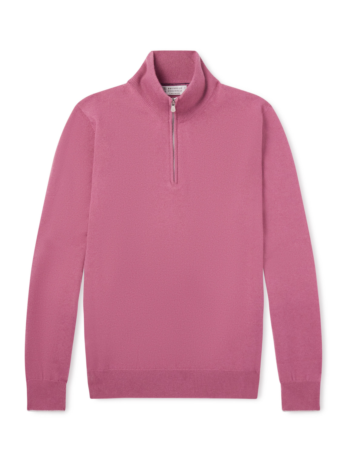 Brunello Cucinelli Cashmere Half-zip Sweater In Pink