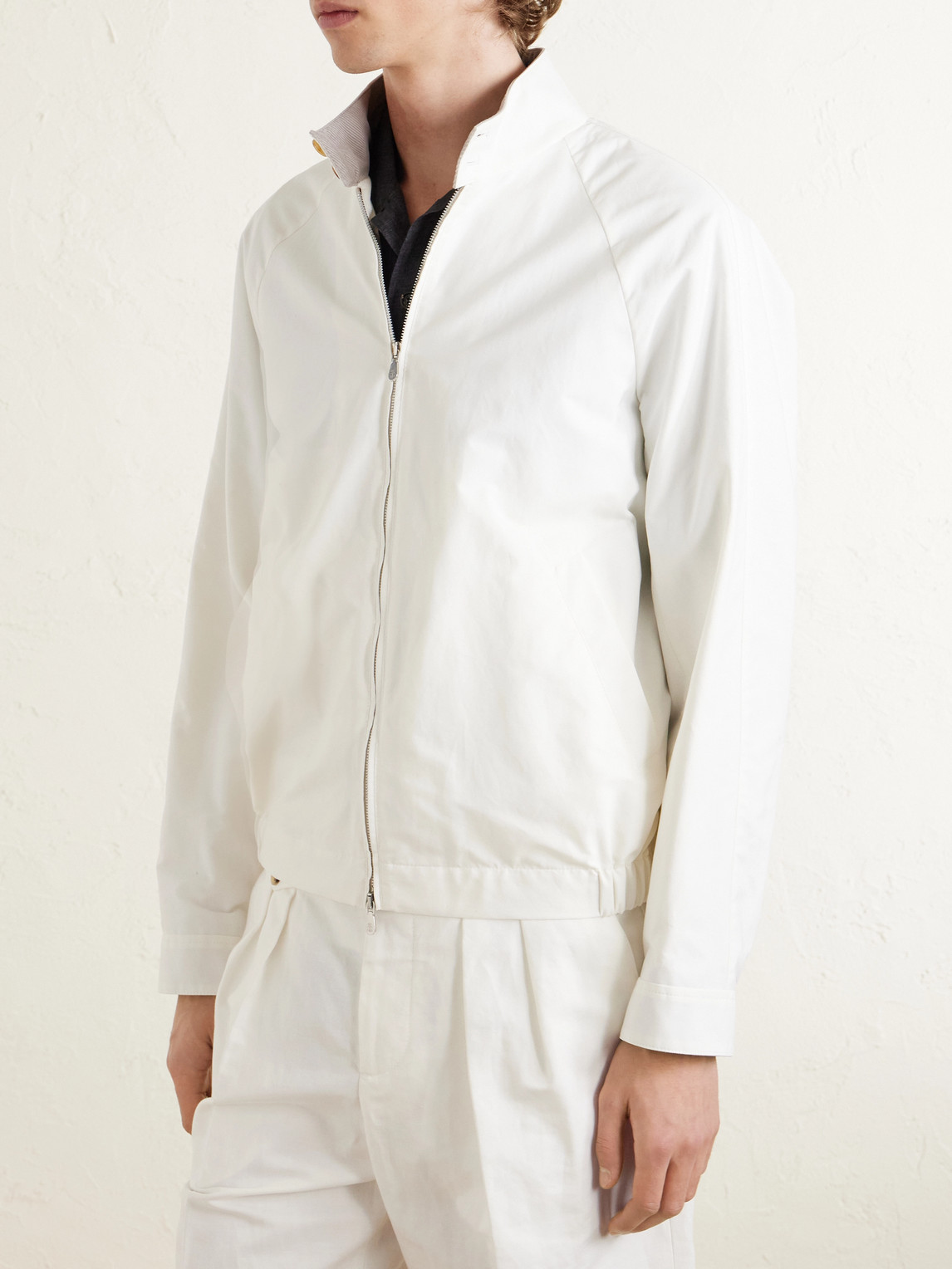 Cotton-Blend Harrington Jacket