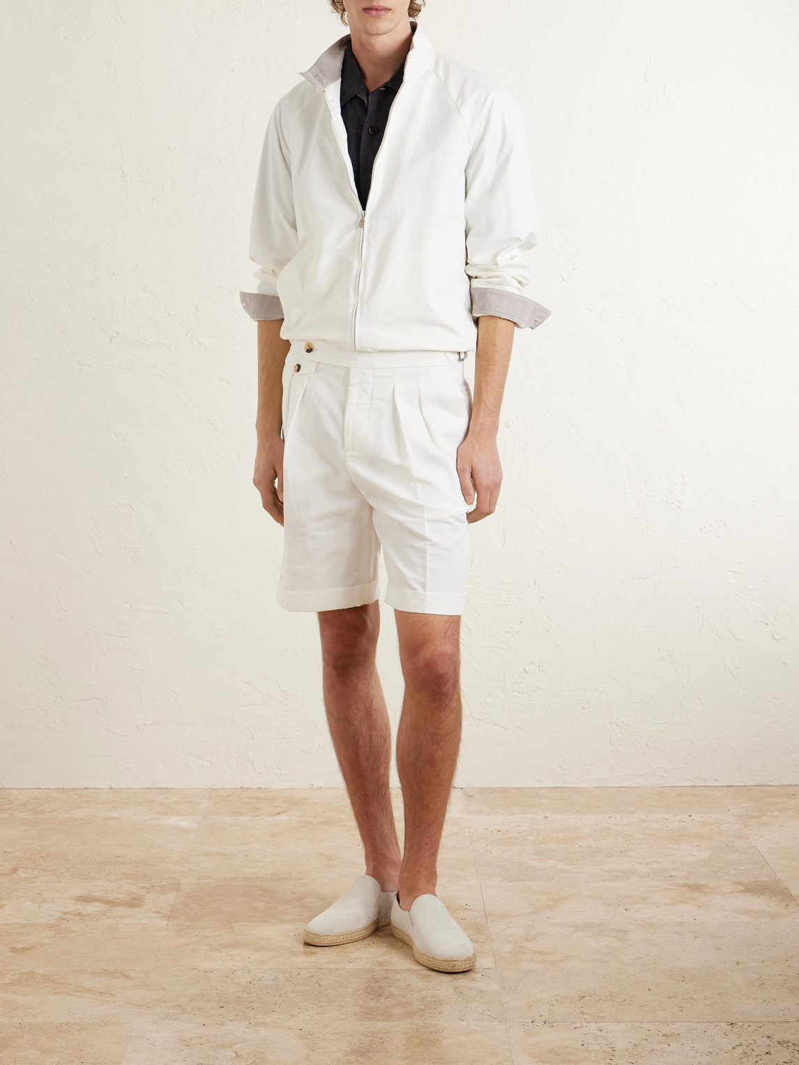 Cotton-Blend Harrington Jacket