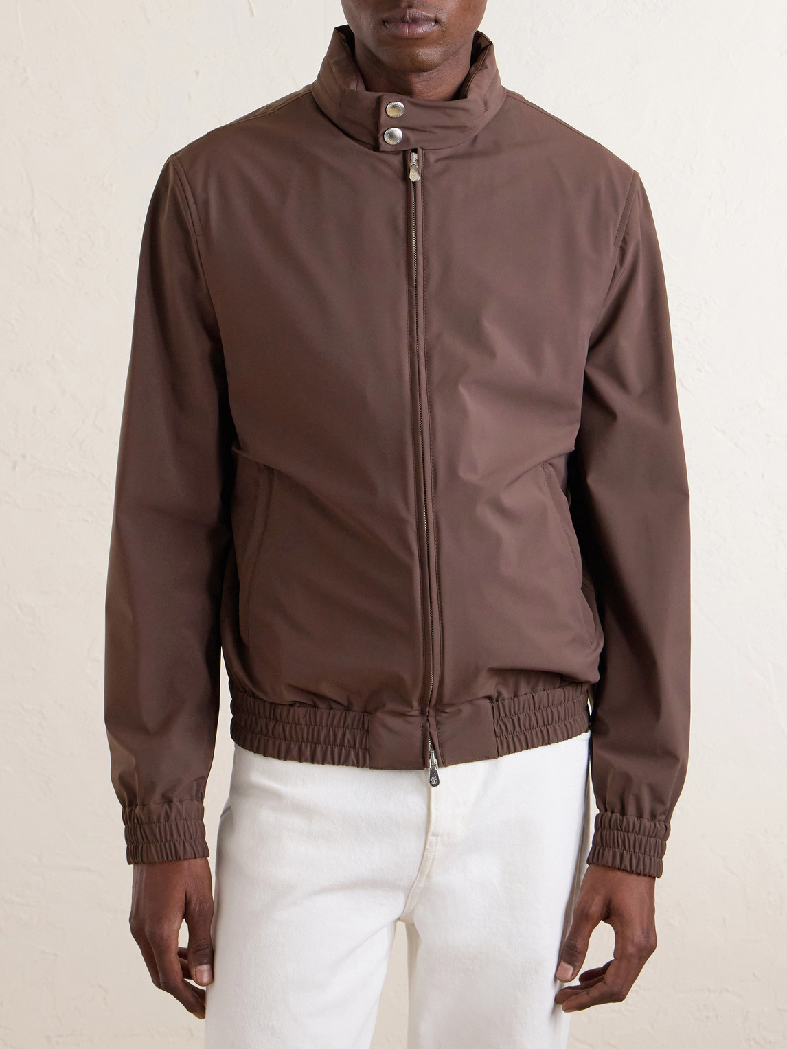  Brunello Cucinelli - Shell Hooded Harrington Jacket - Men - Brown - It 46 