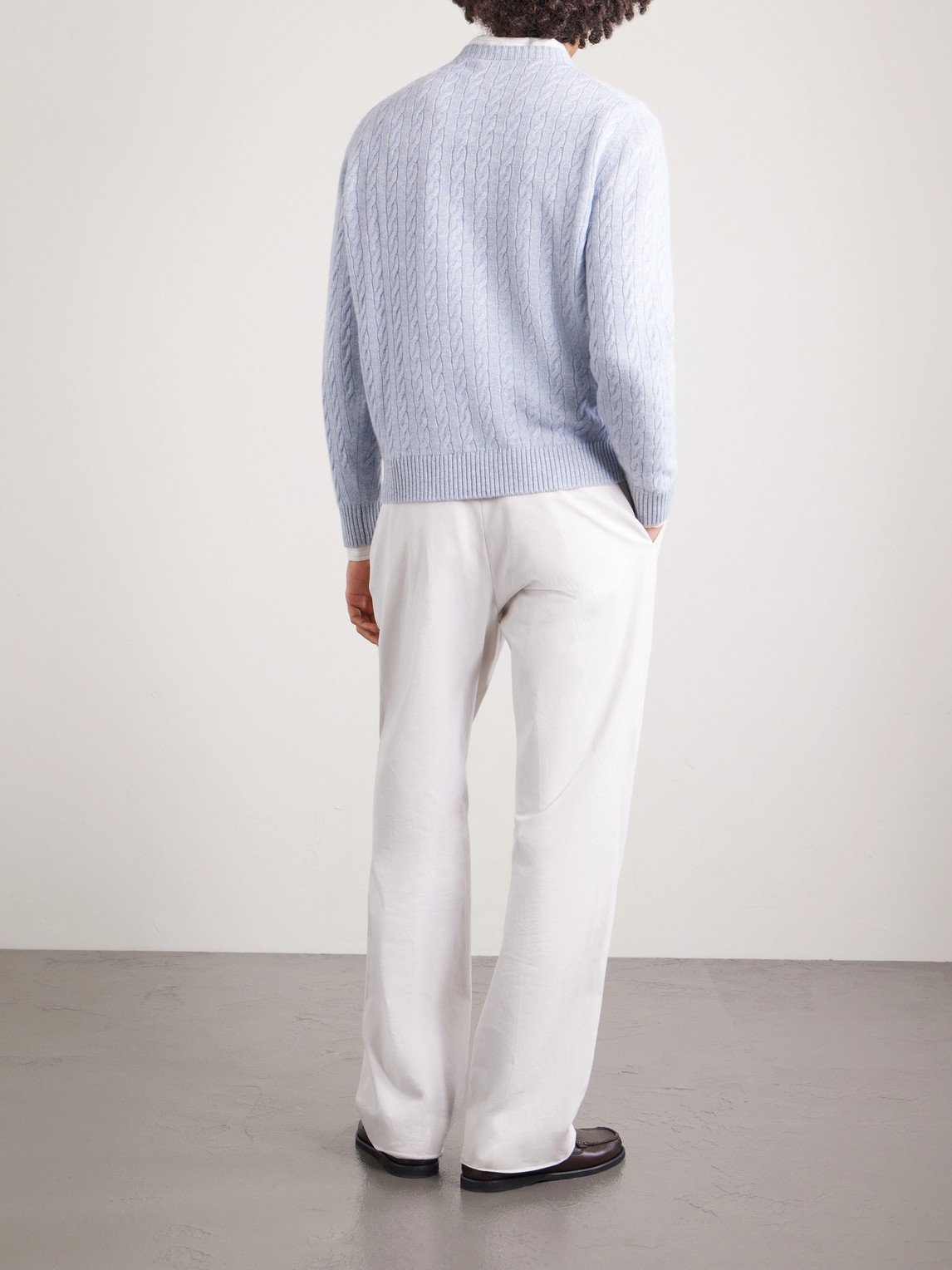 Cable-Knit Cashmere And Linen-Blend Sweater