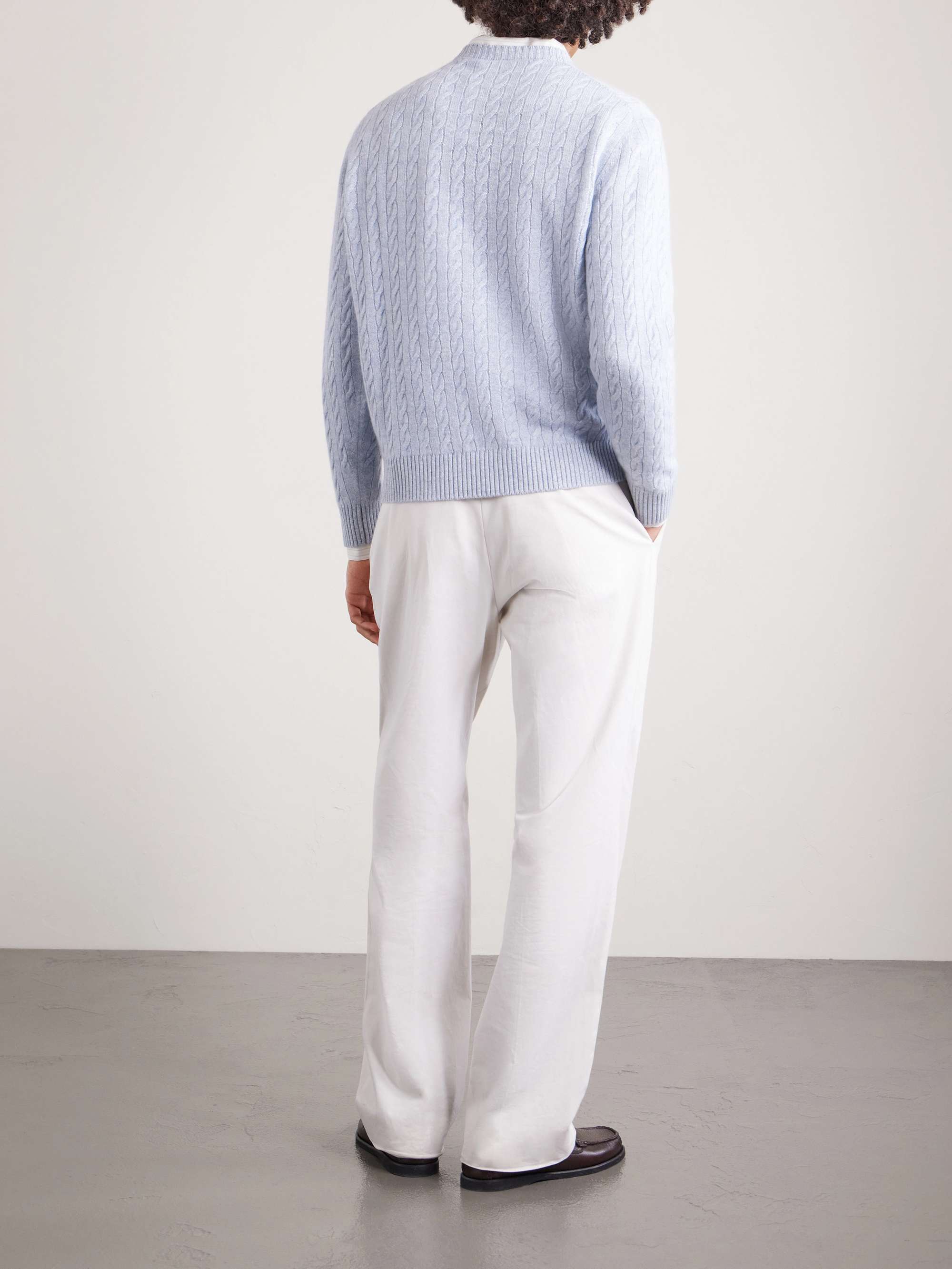 DUNHILL Cable-Knit Cashmere and Linen-Blend Sweater for Men | MR