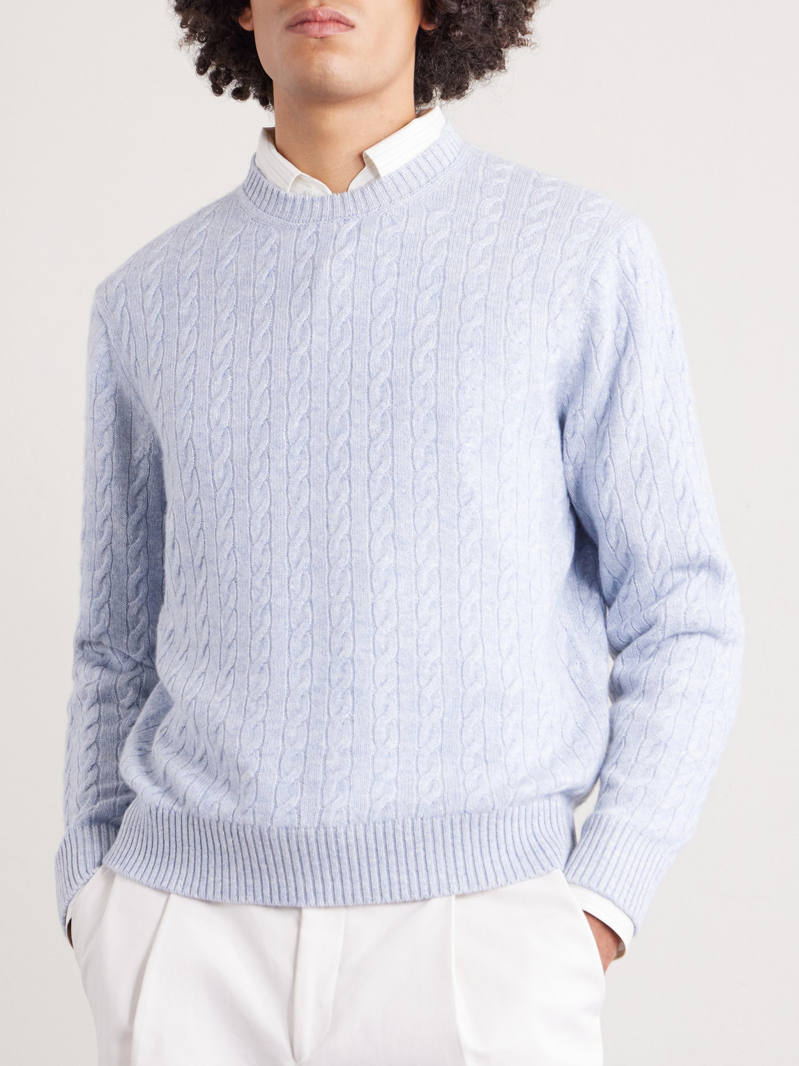 Cable-Knit Cashmere And Linen-Blend Sweater