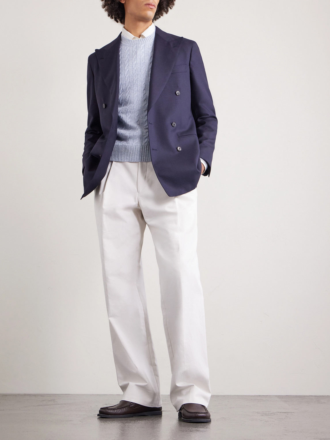 Cable-Knit Cashmere And Linen-Blend Sweater