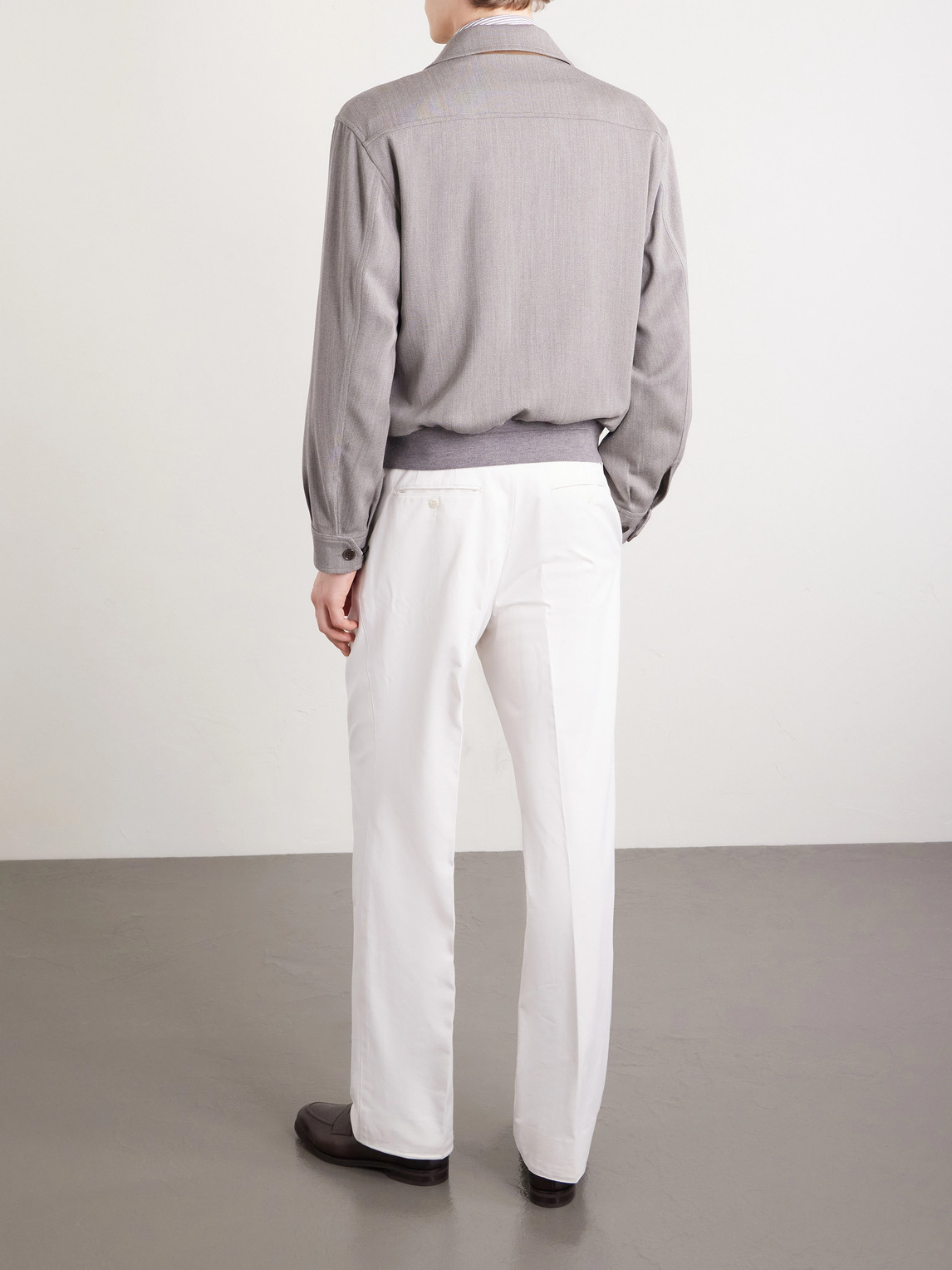 Dunhill - Suede-trimmed Wool Jacket - Men - Neutrals - S 