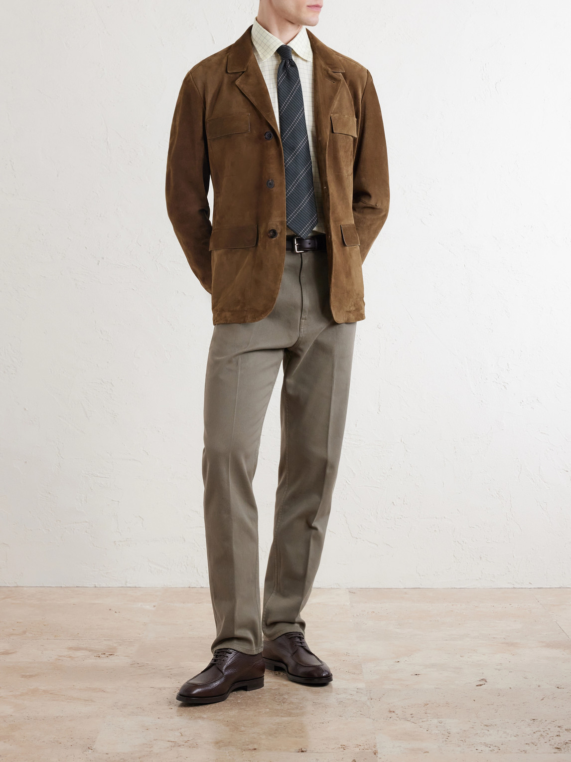 Tapered Cotton-Blend Twill Trousers
