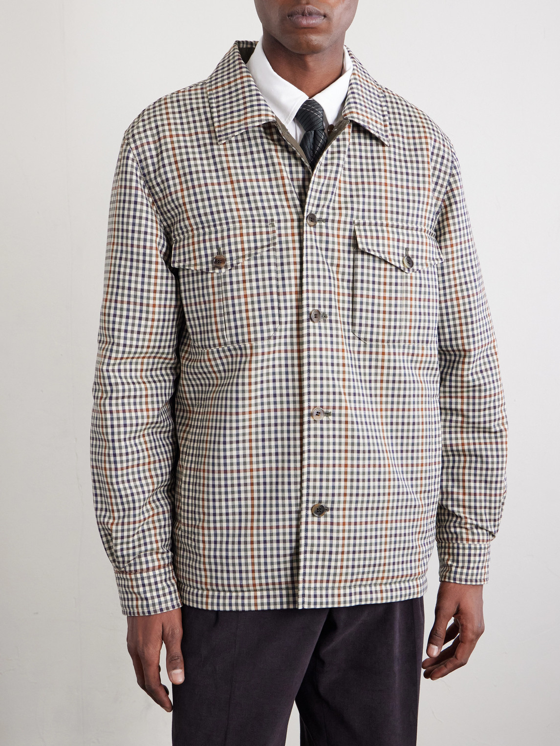  Dunhill - Reversible Padded Checked Wool Overshirt - Men - Brown - S 